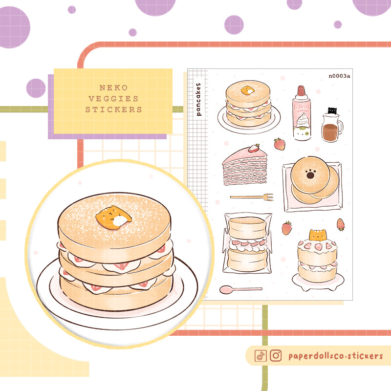 Pancakes Sticker Neko Veggies