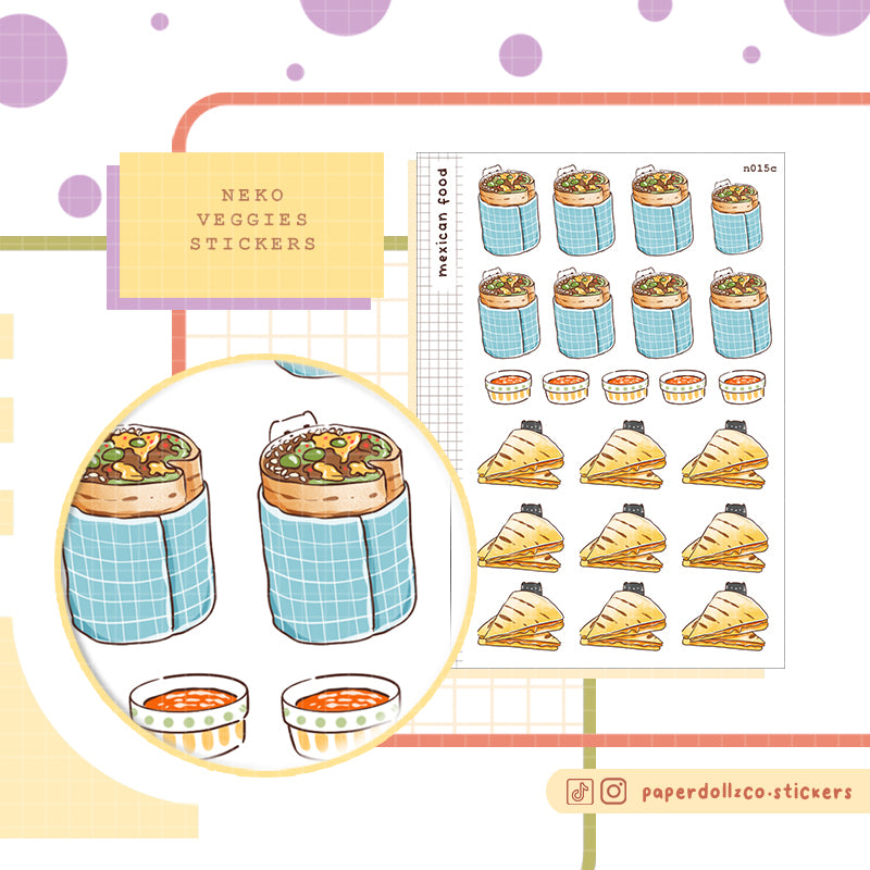 Mexican Food Sticker Neko Veggies