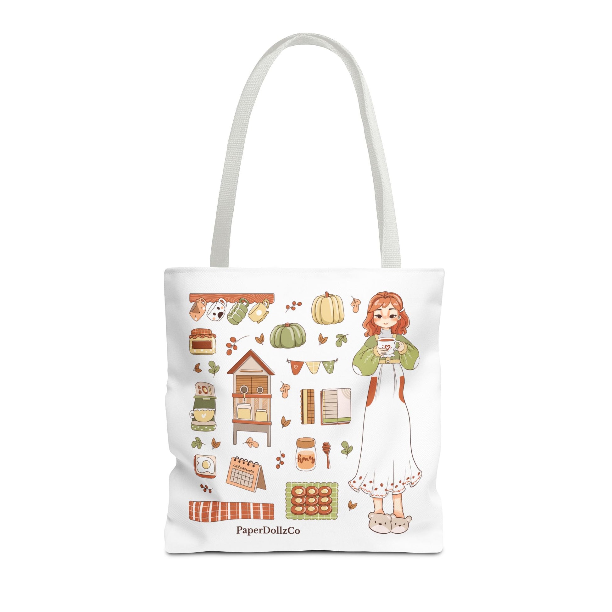 Autumn-Themed Tote Bag, Cozy Fall Essentials, Cute Eco-Friendly Shoulder Bag, Harvest Season Shopping Bag, Pumpkin Spice Carryall | Kiwi Merch