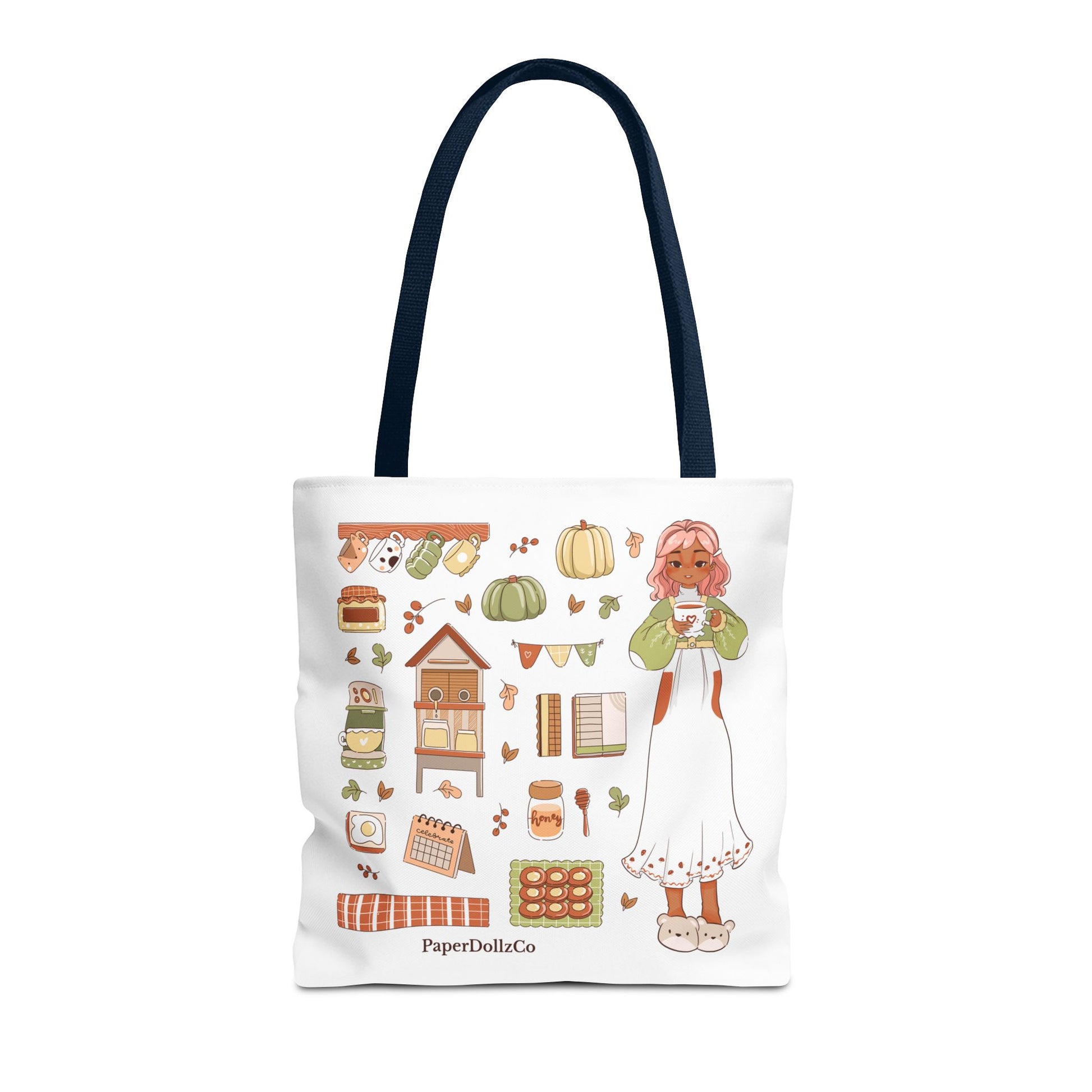 Autumn-Themed Tote Bag, Cozy Fall Essentials, Cute Eco-Friendly Shoulder Bag, Harvest Season Shopping Bag, Pumpkin Spice Carryall | Apricot Merch