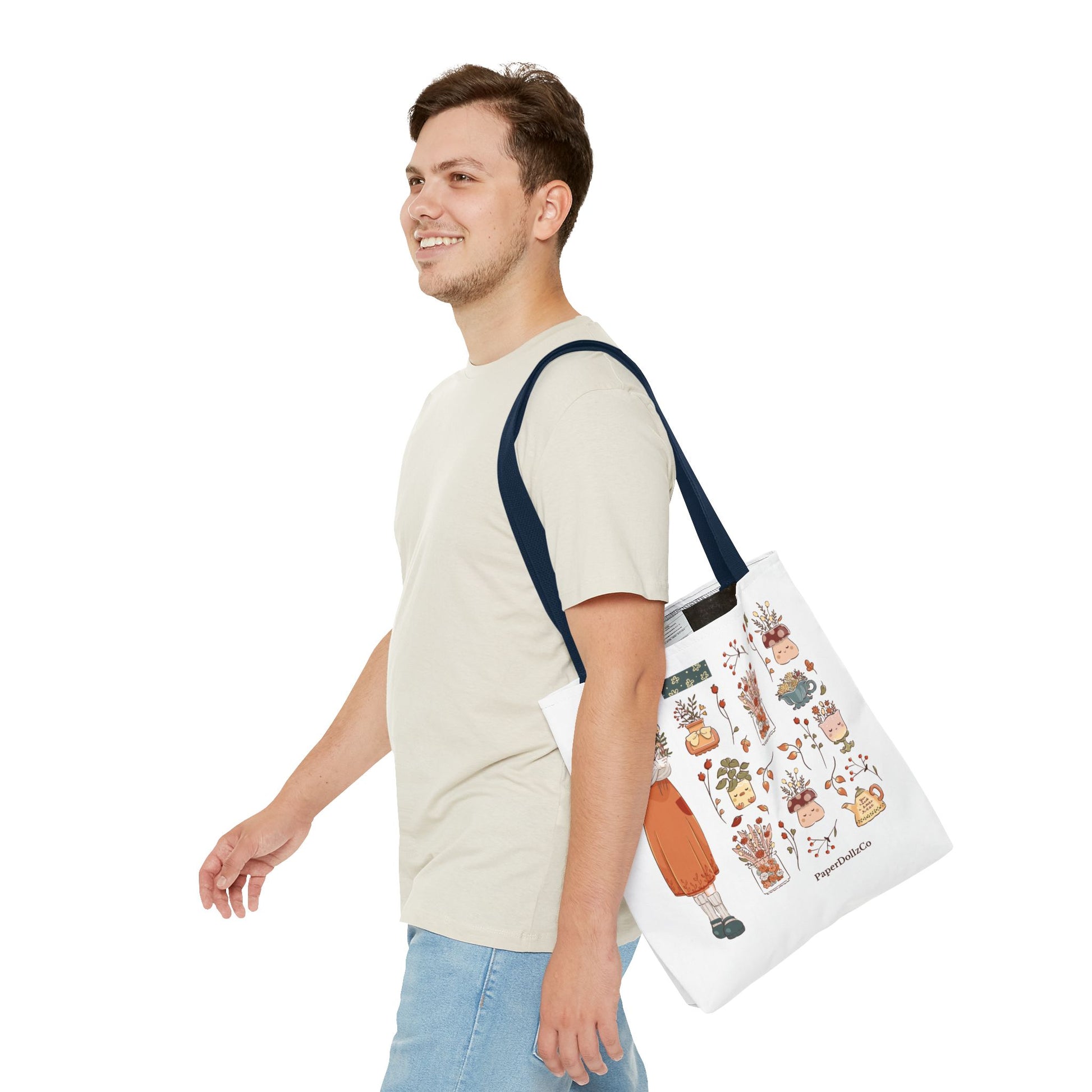 Autumn-Themed Tote Bag, Cozy Fall Essentials, Cute Eco-Friendly Shoulder Bag, Harvest Season Shopping Bag, Pumpkin Spice Carryall | Cotton Merch