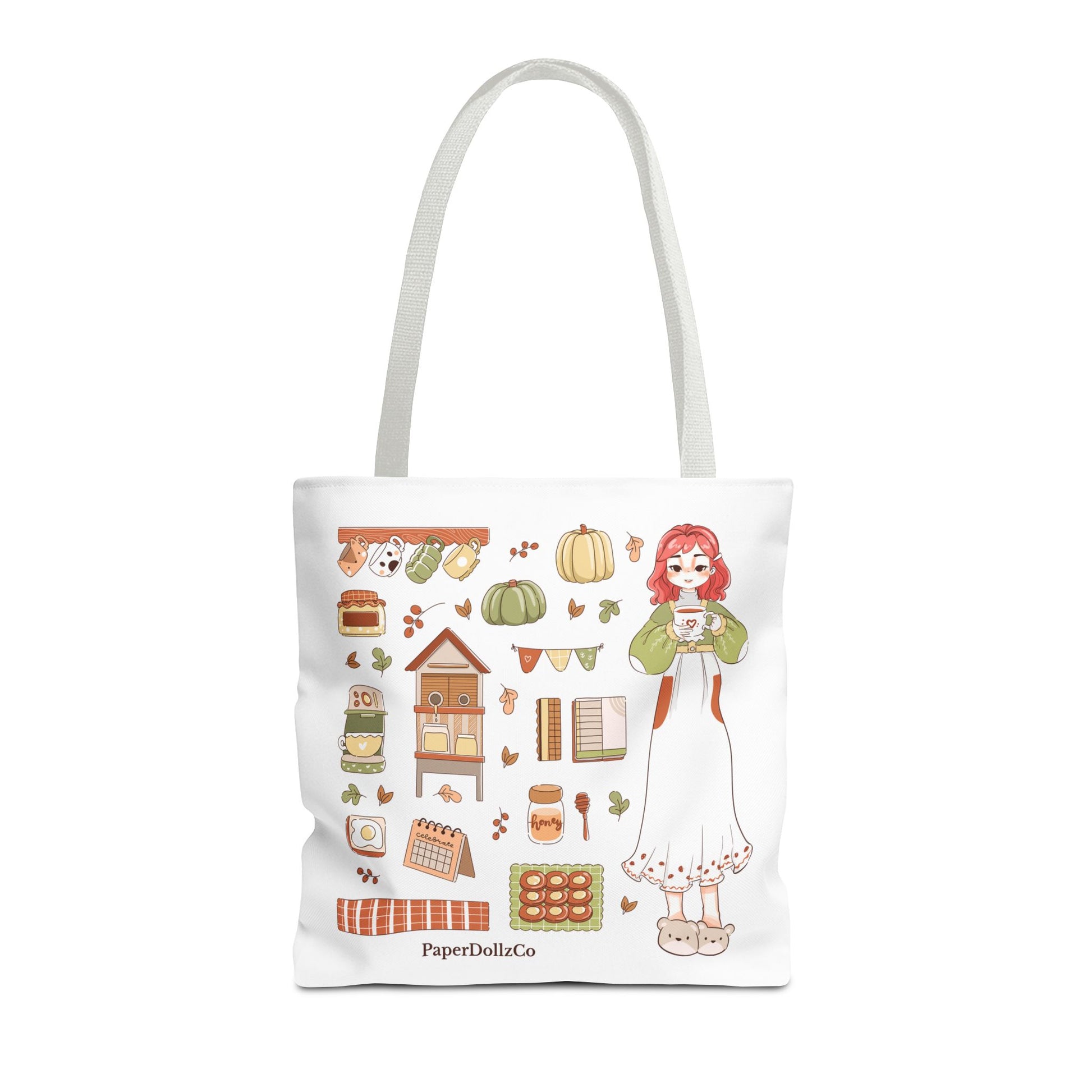Autumn-Themed Tote Bag, Cozy Fall Essentials, Cute Eco-Friendly Shoulder Bag, Harvest Season Shopping Bag, Pumpkin Spice Carryall | Cherry Merch