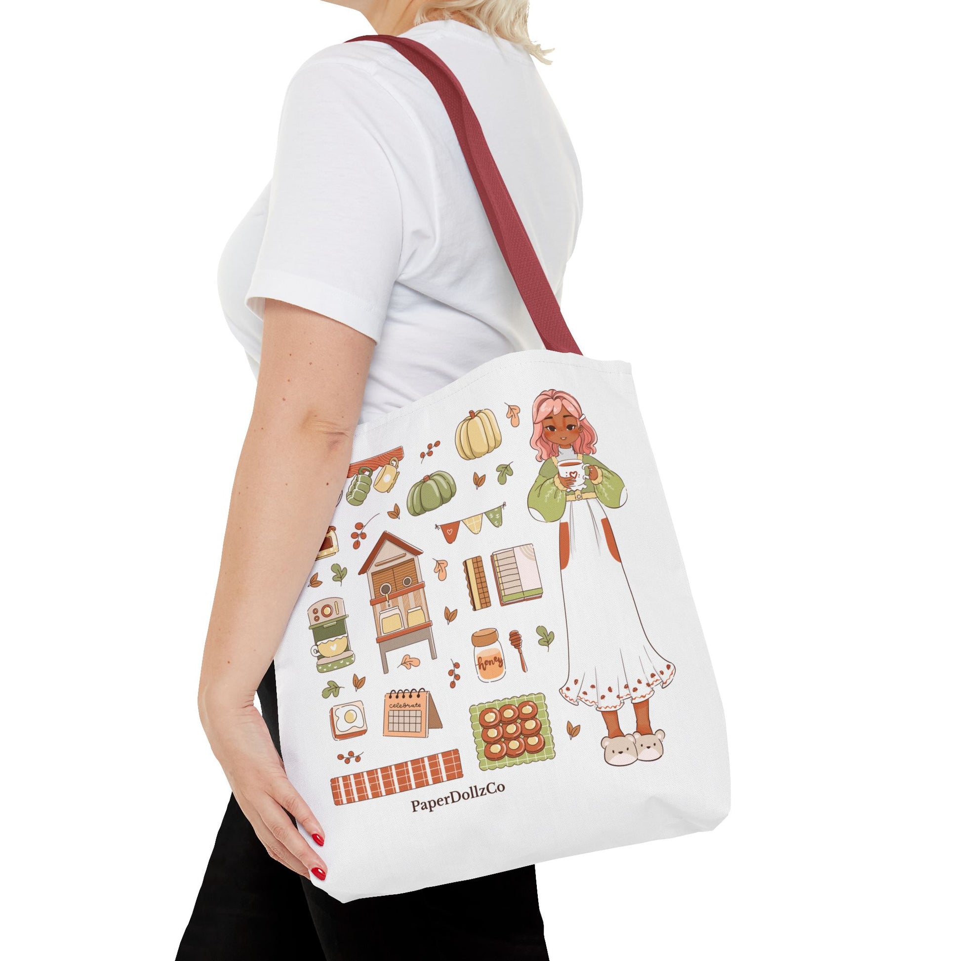 Autumn-Themed Tote Bag, Cozy Fall Essentials, Cute Eco-Friendly Shoulder Bag, Harvest Season Shopping Bag, Pumpkin Spice Carryall | Apricot Merch