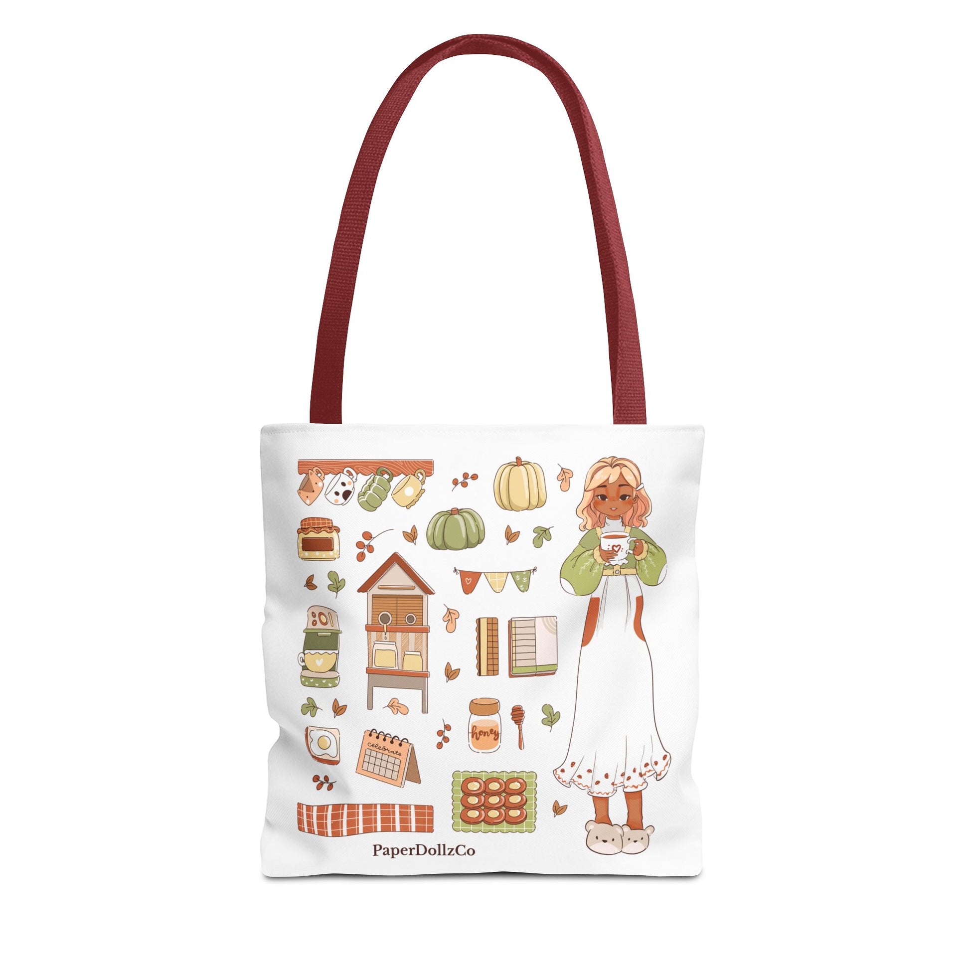 Autumn-Themed Tote Bag, Cozy Fall Essentials, Cute Eco-Friendly Shoulder Bag, Harvest Season Shopping Bag, Pumpkin Spice Carryall | Mirabelle Merch