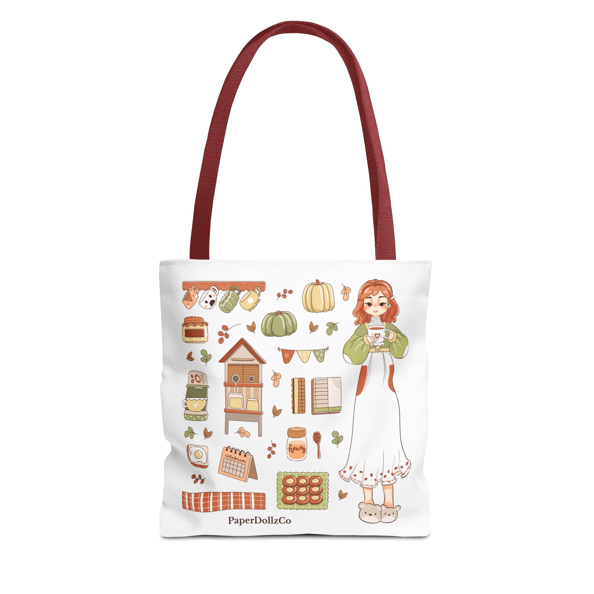 Autumn-Themed Tote Bag, Cozy Fall Essentials, Cute Eco-Friendly Shoulder Bag, Harvest Season Shopping Bag, Pumpkin Spice Carryall | Kiwi Merch