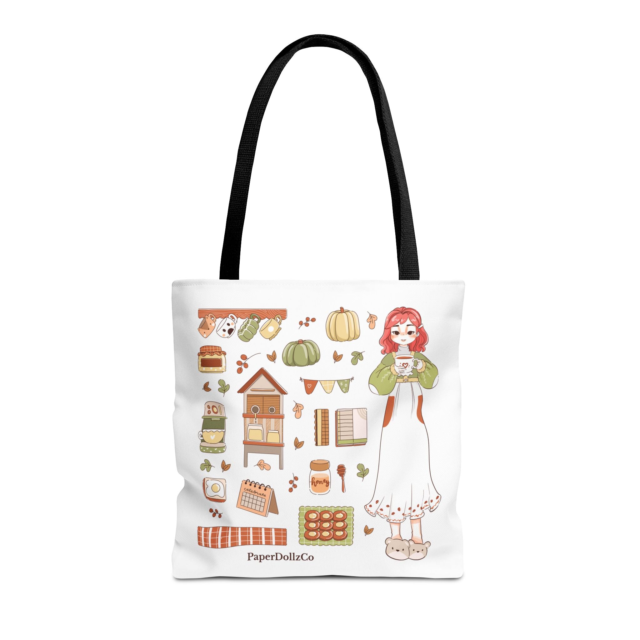 Autumn-Themed Tote Bag, Cozy Fall Essentials, Cute Eco-Friendly Shoulder Bag, Harvest Season Shopping Bag, Pumpkin Spice Carryall | Cherry Merch