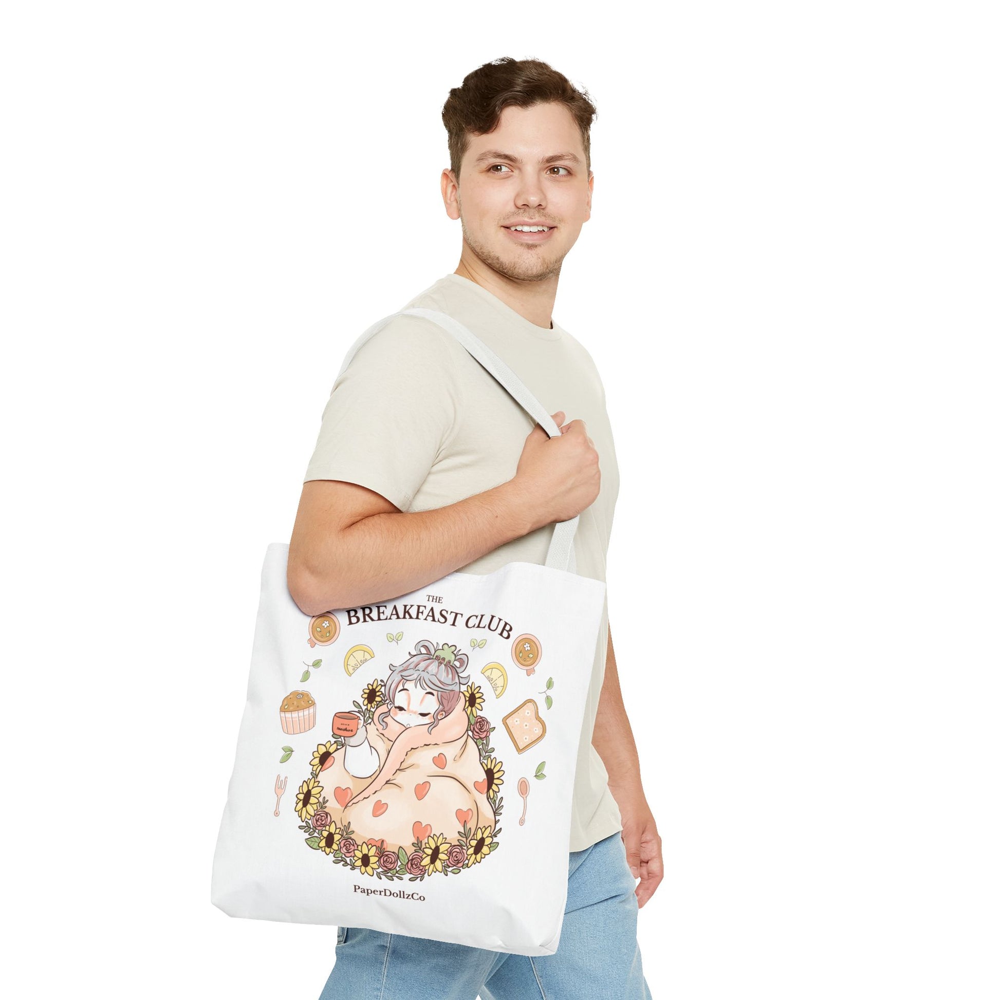Breakfast Club Tote Bag for Food Lovers, Stylish Grocery Tote, Cute Shopping Bag, Gift for Foodies, Eco-Friendly Accessory | Cotton Merch