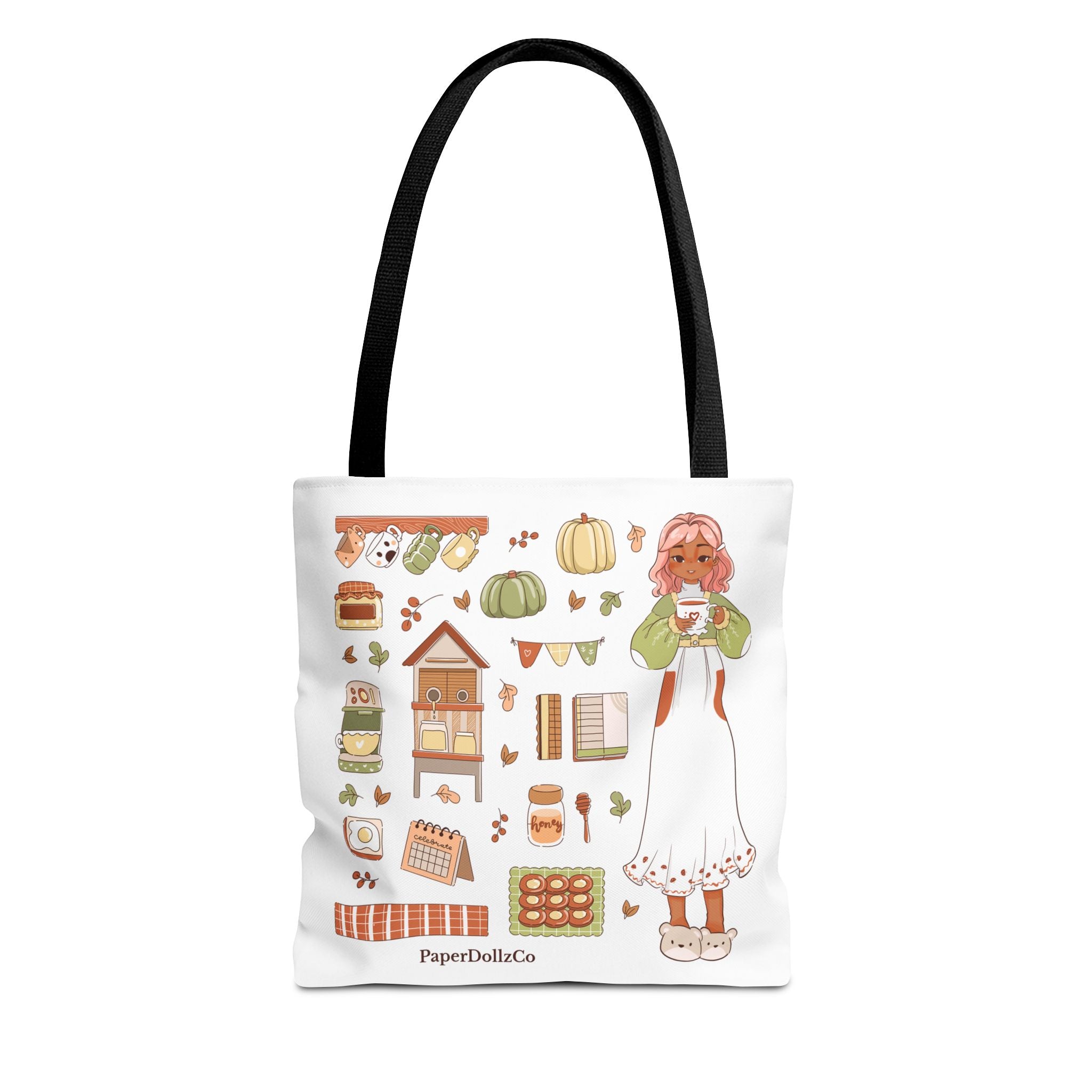 Autumn-Themed Tote Bag, Cozy Fall Essentials, Cute Eco-Friendly Shoulder Bag, Harvest Season Shopping Bag, Pumpkin Spice Carryall | Apricot Merch