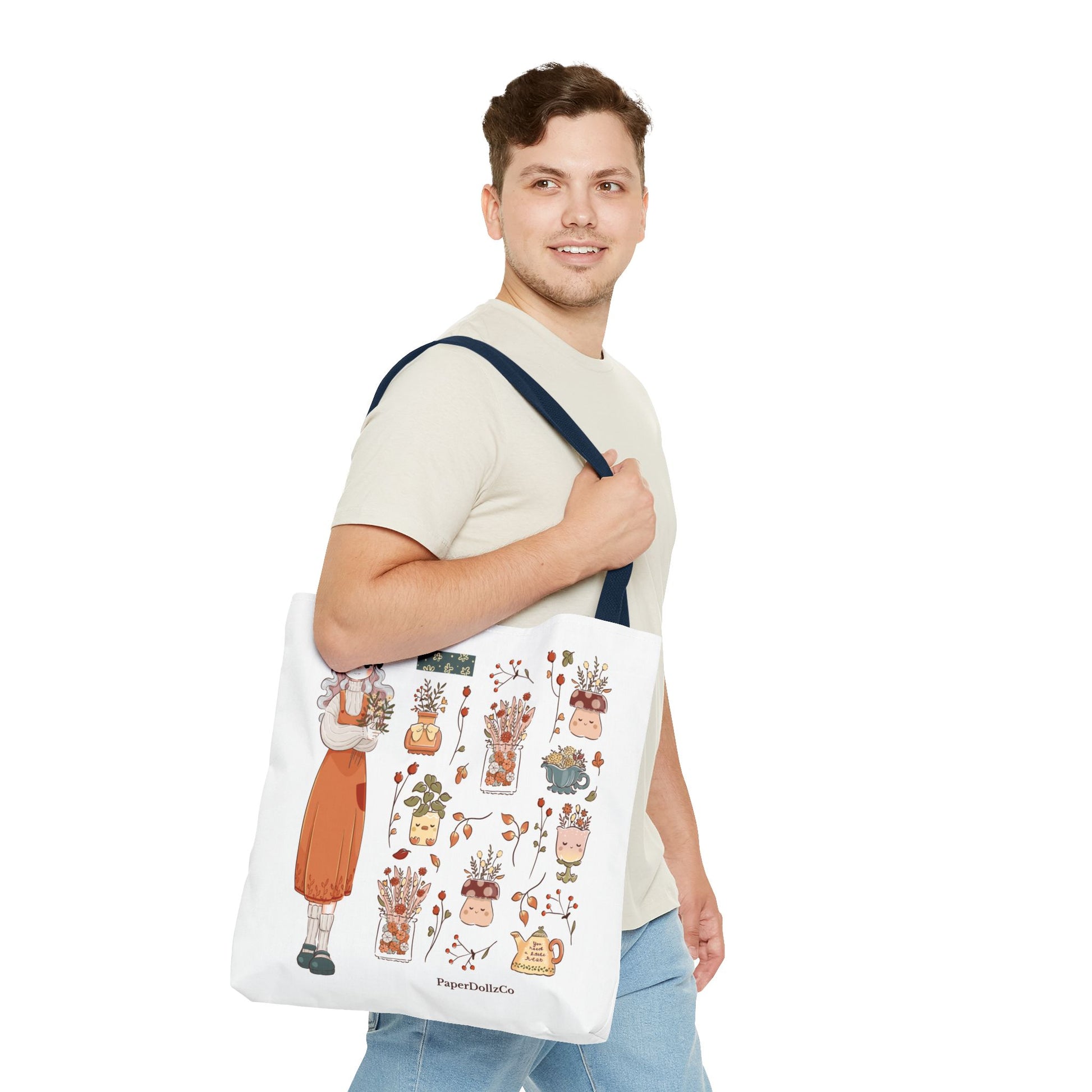 Autumn-Themed Tote Bag, Cozy Fall Essentials, Cute Eco-Friendly Shoulder Bag, Harvest Season Shopping Bag, Pumpkin Spice Carryall | Cotton Merch