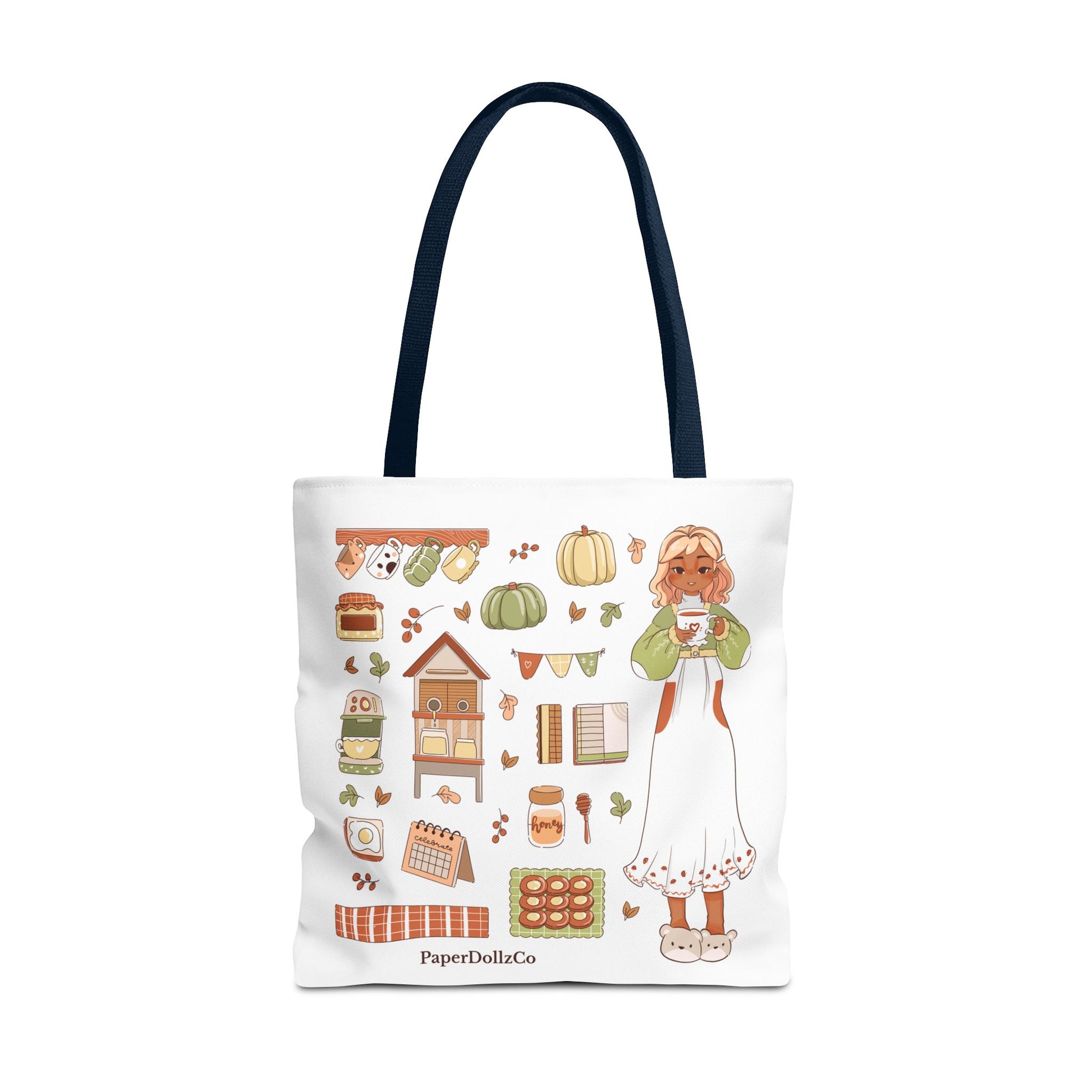 Autumn-Themed Tote Bag, Cozy Fall Essentials, Cute Eco-Friendly Shoulder Bag, Harvest Season Shopping Bag, Pumpkin Spice Carryall | Mirabelle Merch