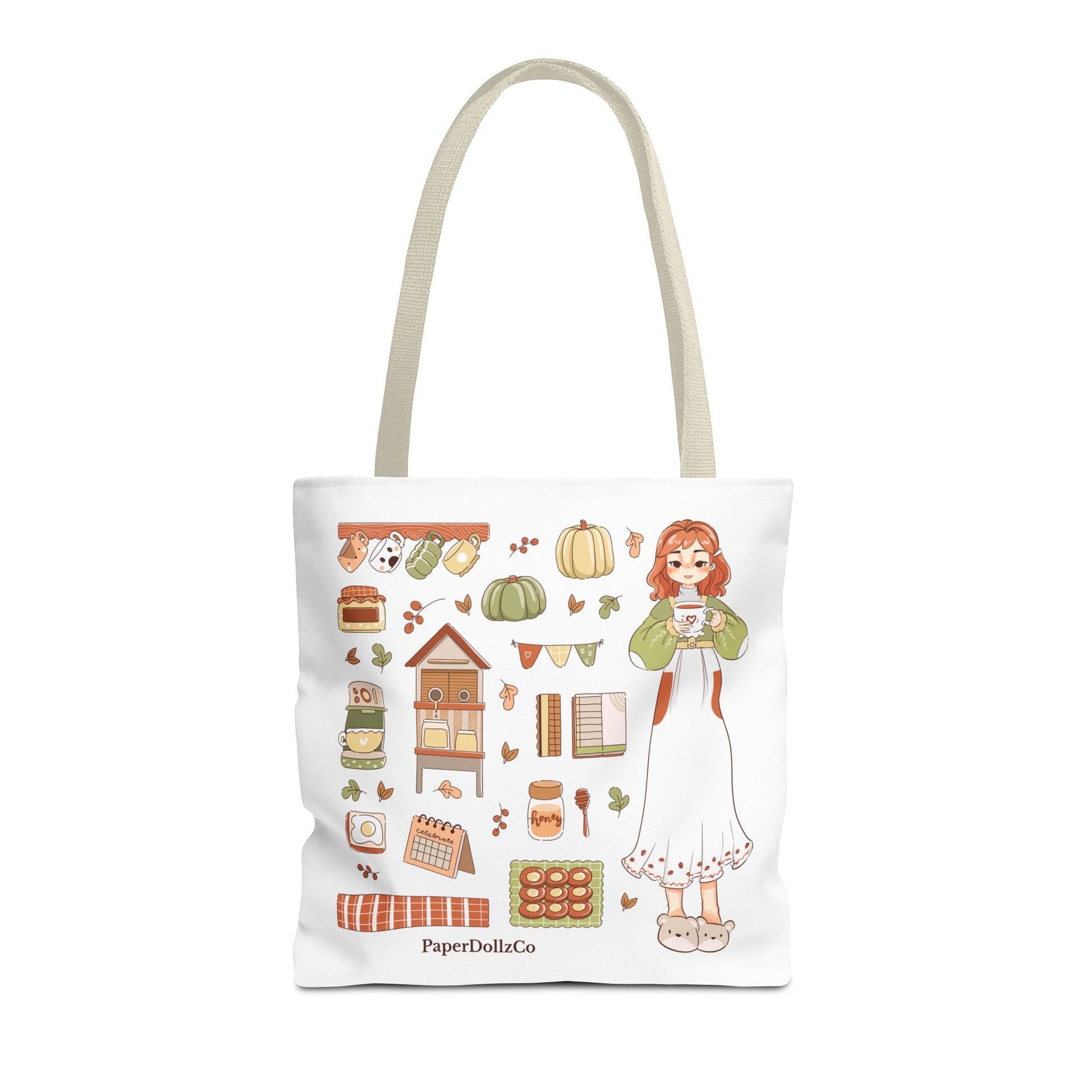 Autumn-Themed Tote Bag, Cozy Fall Essentials, Cute Eco-Friendly Shoulder Bag, Harvest Season Shopping Bag, Pumpkin Spice Carryall | Kiwi Merch