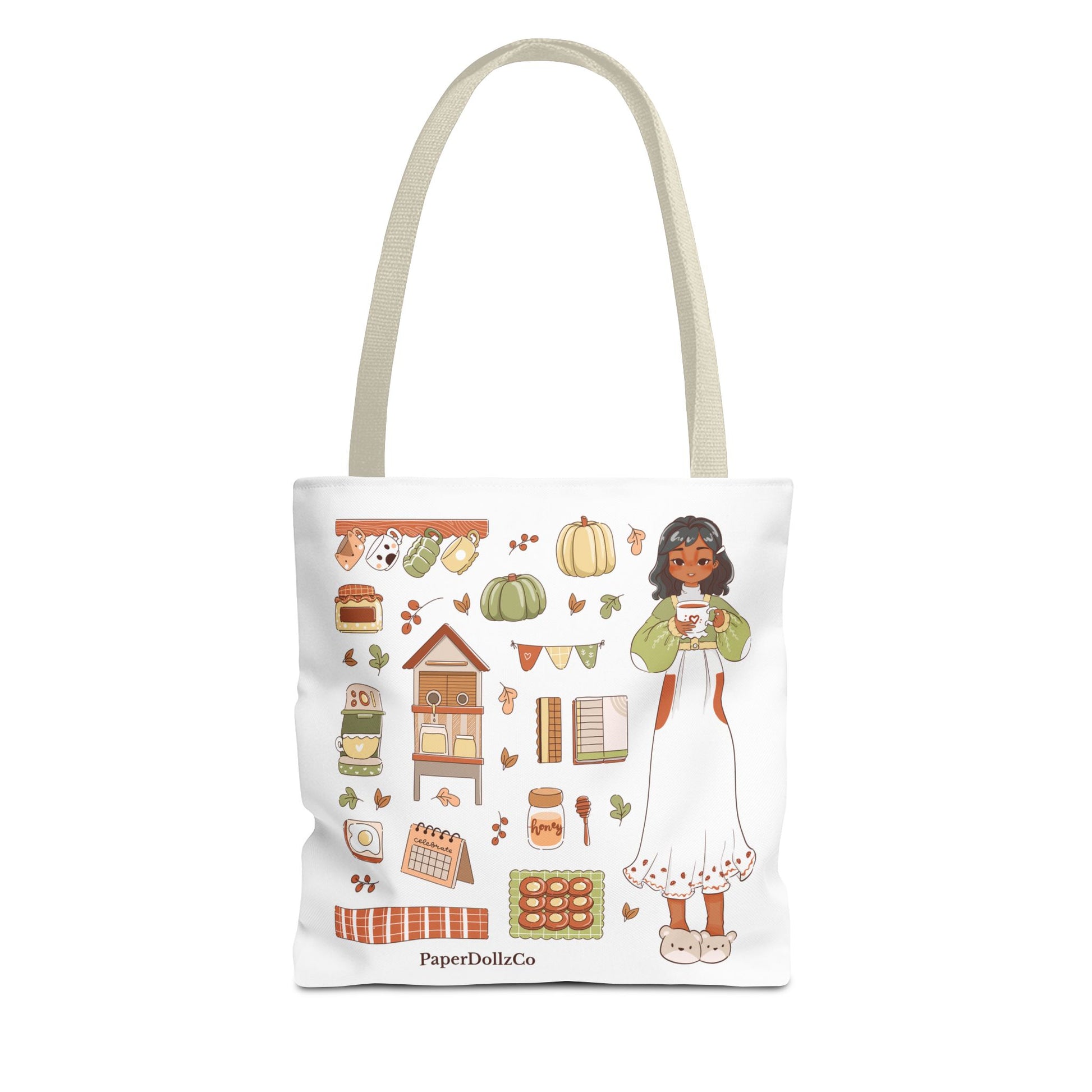 Autumn-Themed Tote Bag, Cozy Fall Essentials, Cute Eco-Friendly Shoulder Bag, Harvest Season Shopping Bag, Pumpkin Spice Carryall | Olive Merch