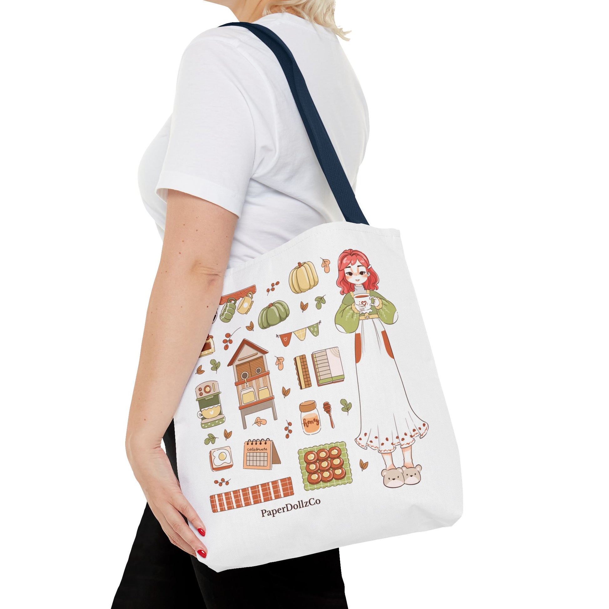 Autumn-Themed Tote Bag, Cozy Fall Essentials, Cute Eco-Friendly Shoulder Bag, Harvest Season Shopping Bag, Pumpkin Spice Carryall | Cherry Merch
