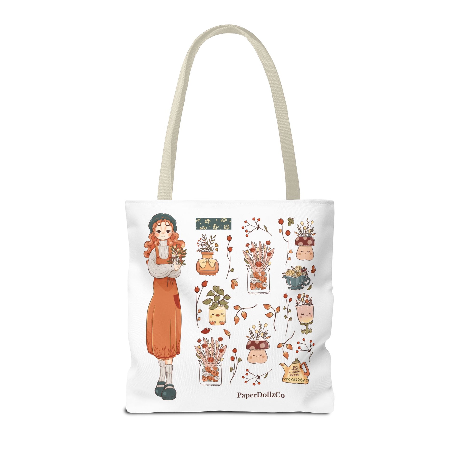 Autumn-Themed Tote Bag, Cozy Fall Essentials, Cute Eco-Friendly Shoulder Bag, Harvest Season Shopping Bag, Pumpkin Spice Carryall | Kiwi Merch
