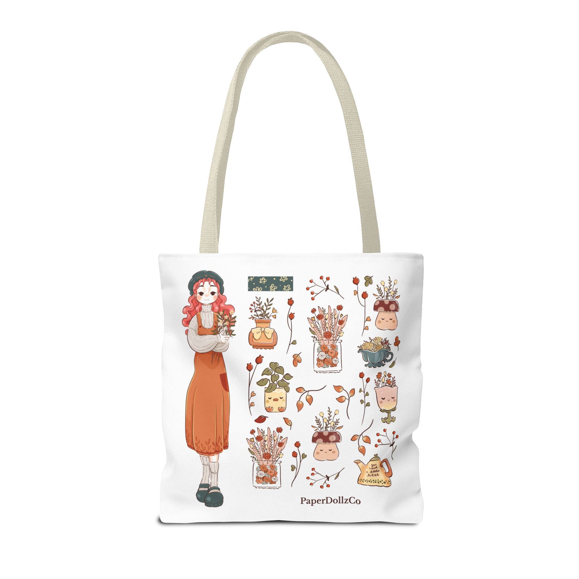 Autumn-Themed Tote Bag, Cozy Fall Essentials, Cute Eco-Friendly Shoulder Bag, Harvest Season Shopping Bag, Pumpkin Spice Carryall | Cherry Merch