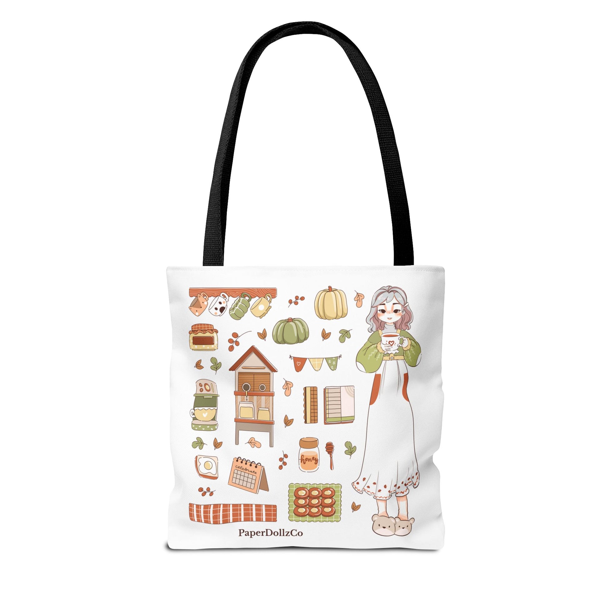Autumn-Themed Tote Bag, Cozy Fall Essentials, Cute Eco-Friendly Shoulder Bag, Harvest Season Shopping Bag, Pumpkin Spice Carryall | Cotton Merch
