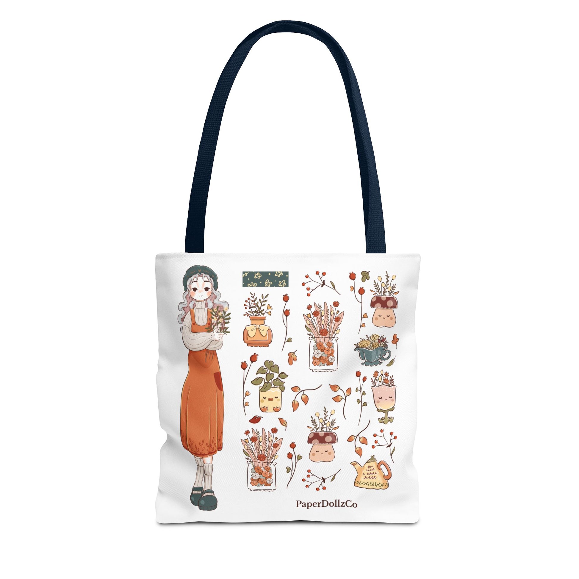Autumn-Themed Tote Bag, Cozy Fall Essentials, Cute Eco-Friendly Shoulder Bag, Harvest Season Shopping Bag, Pumpkin Spice Carryall | Cotton Merch
