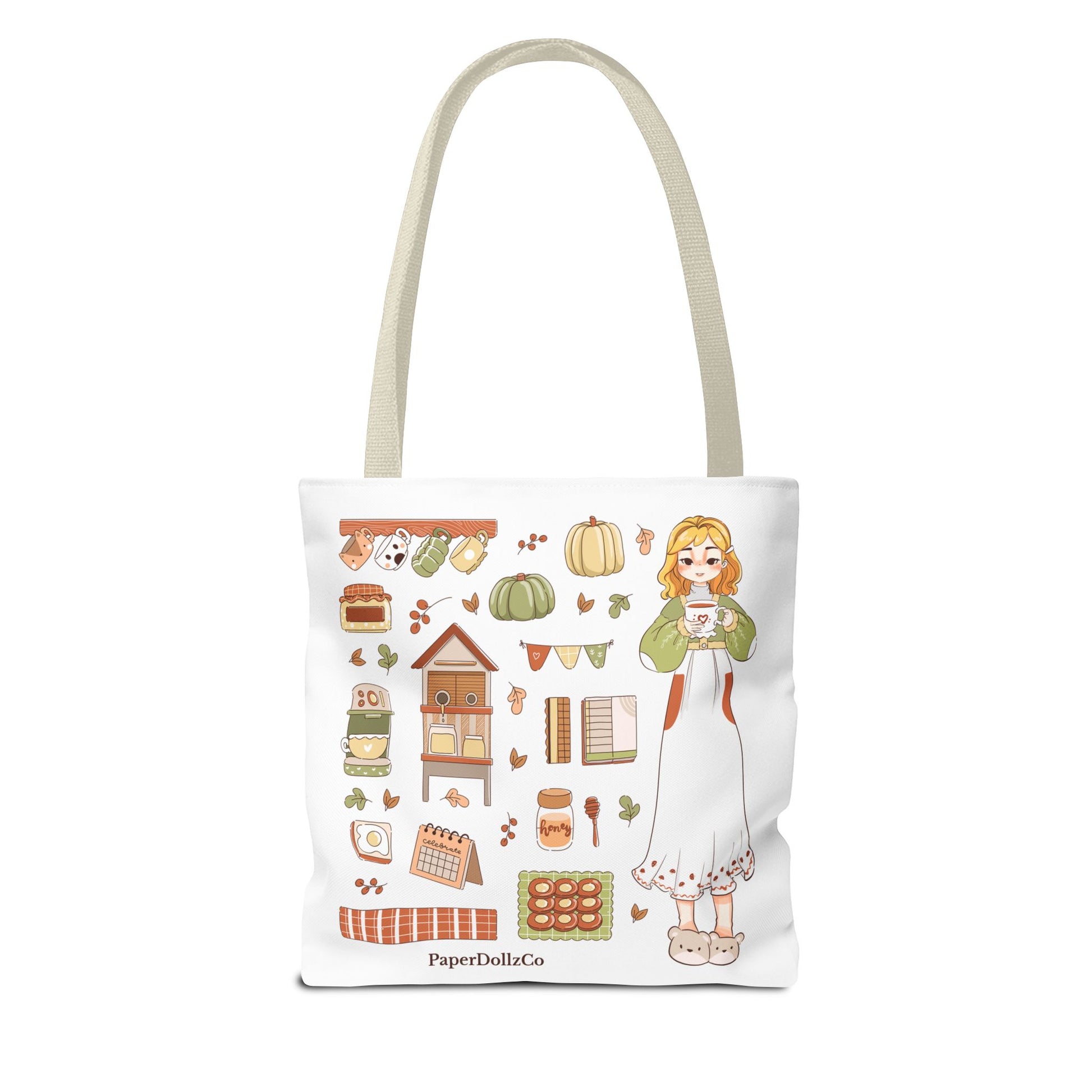 Themed Tote Bag, Cozy Fall Essentials, Cute Eco-Friendly Shoulder Bag, Harvest Season Shopping Bag, Pumpkin Spice Carryall | Lemon Merch