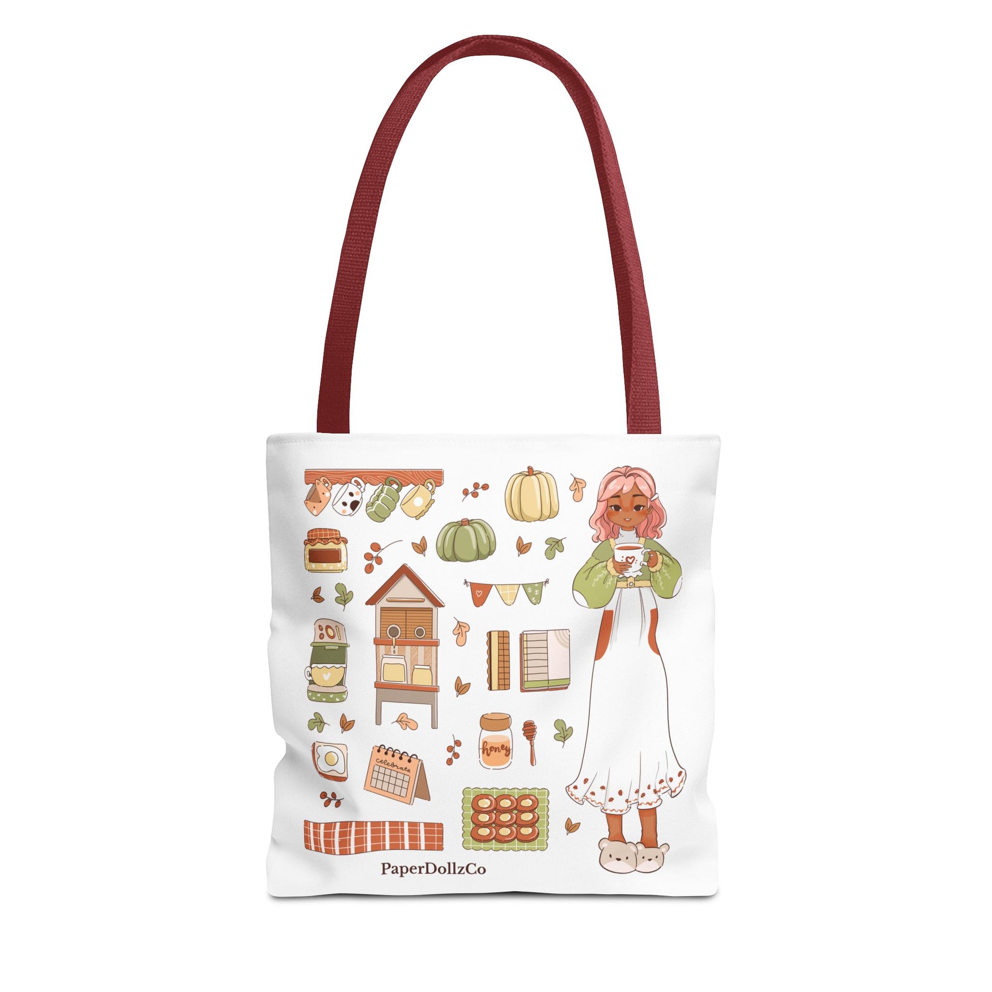 Autumn-Themed Tote Bag, Cozy Fall Essentials, Cute Eco-Friendly Shoulder Bag, Harvest Season Shopping Bag, Pumpkin Spice Carryall | Apricot Merch