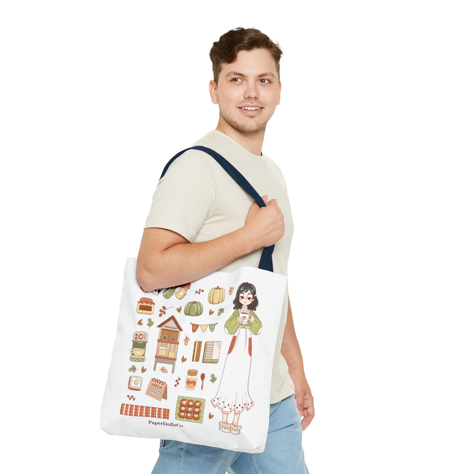 Autumn-Themed Tote Bag, Cozy Fall Essentials, Cute Eco-Friendly Shoulder Bag, Harvest Season Shopping Bag, Pumpkin Spice Carryall | Mulberry Merch