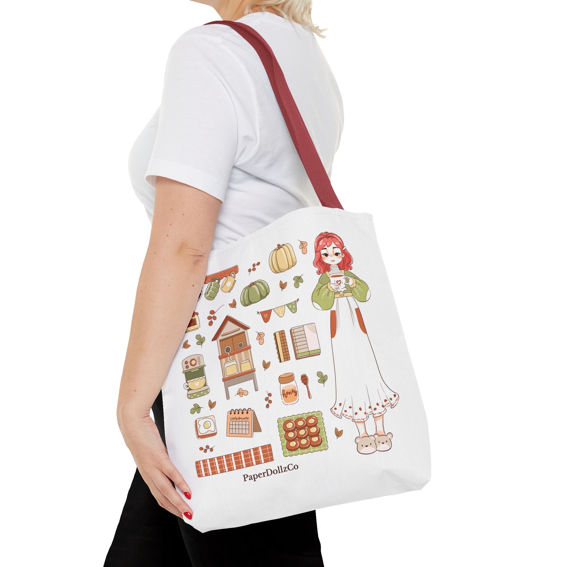Autumn-Themed Tote Bag, Cozy Fall Essentials, Cute Eco-Friendly Shoulder Bag, Harvest Season Shopping Bag, Pumpkin Spice Carryall | Cherry Merch