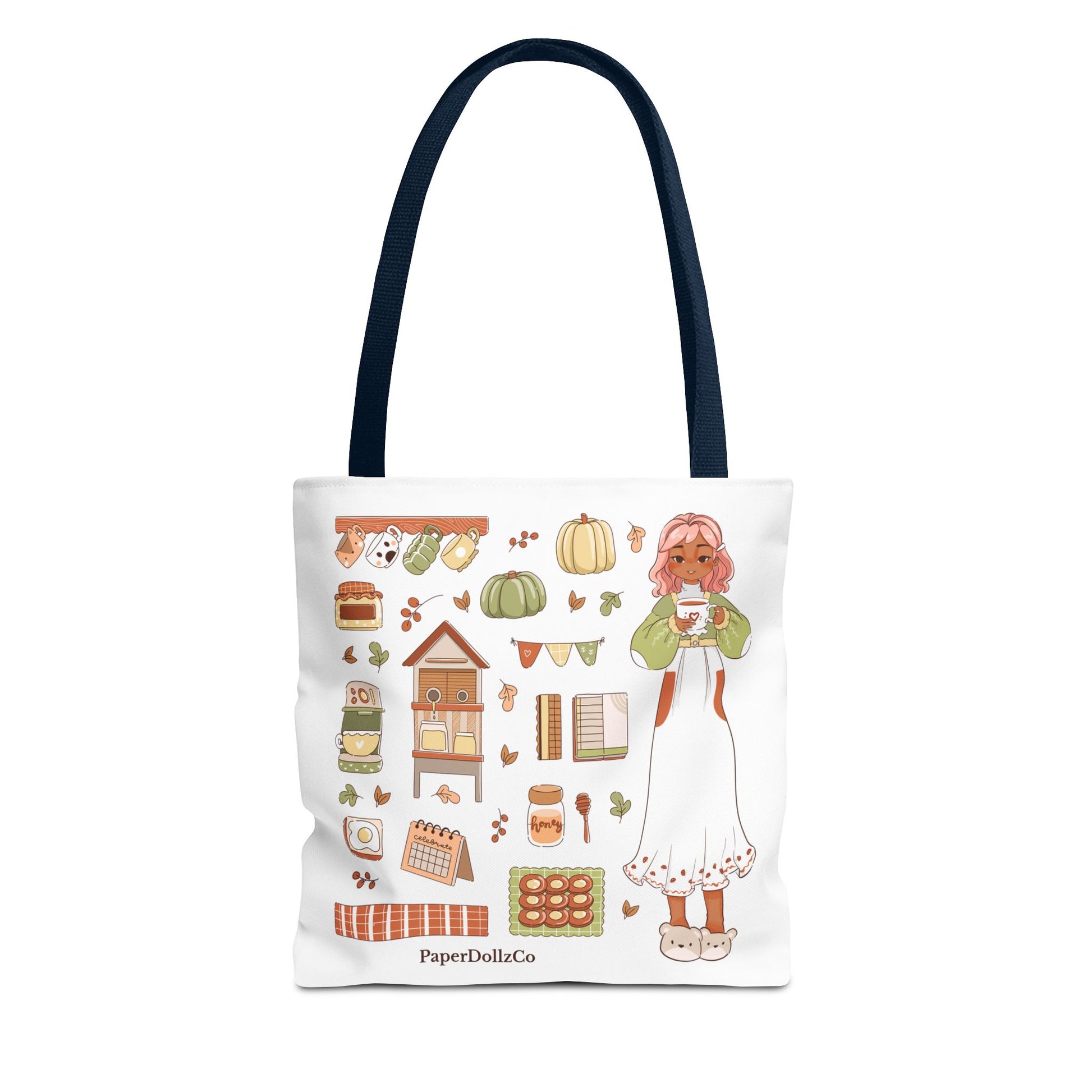 Autumn-Themed Tote Bag, Cozy Fall Essentials, Cute Eco-Friendly Shoulder Bag, Harvest Season Shopping Bag, Pumpkin Spice Carryall | Apricot Merch