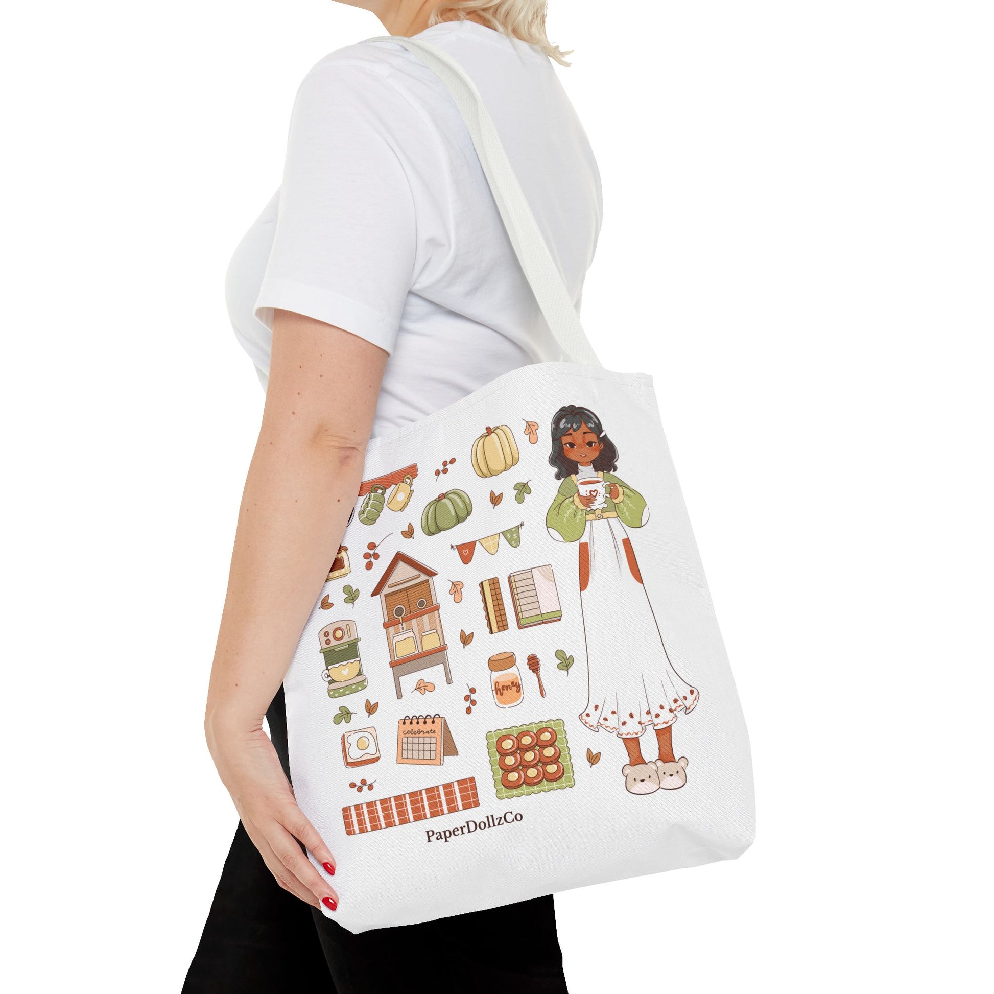 Autumn-Themed Tote Bag, Cozy Fall Essentials, Cute Eco-Friendly Shoulder Bag, Harvest Season Shopping Bag, Pumpkin Spice Carryall | Olive Merch