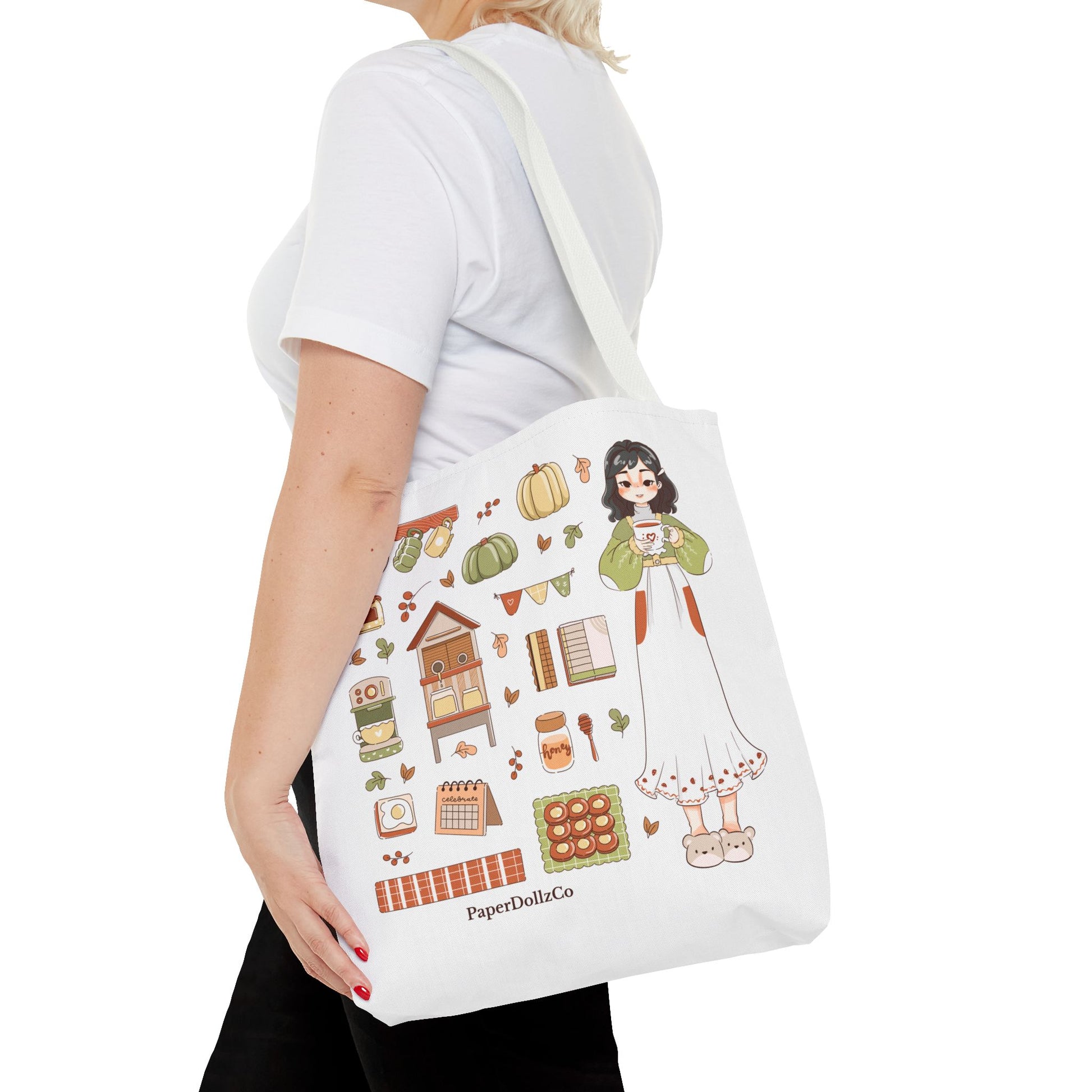 Autumn-Themed Tote Bag, Cozy Fall Essentials, Cute Eco-Friendly Shoulder Bag, Harvest Season Shopping Bag, Pumpkin Spice Carryall | Mulberry Merch
