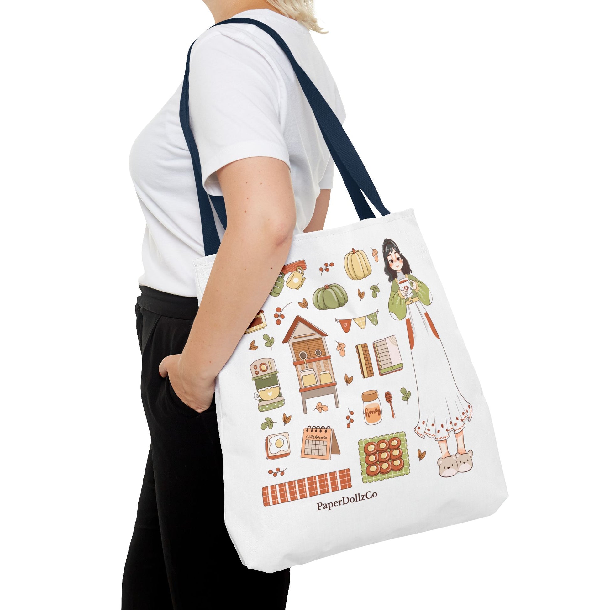 Autumn-Themed Tote Bag, Cozy Fall Essentials, Cute Eco-Friendly Shoulder Bag, Harvest Season Shopping Bag, Pumpkin Spice Carryall | Mulberry Merch