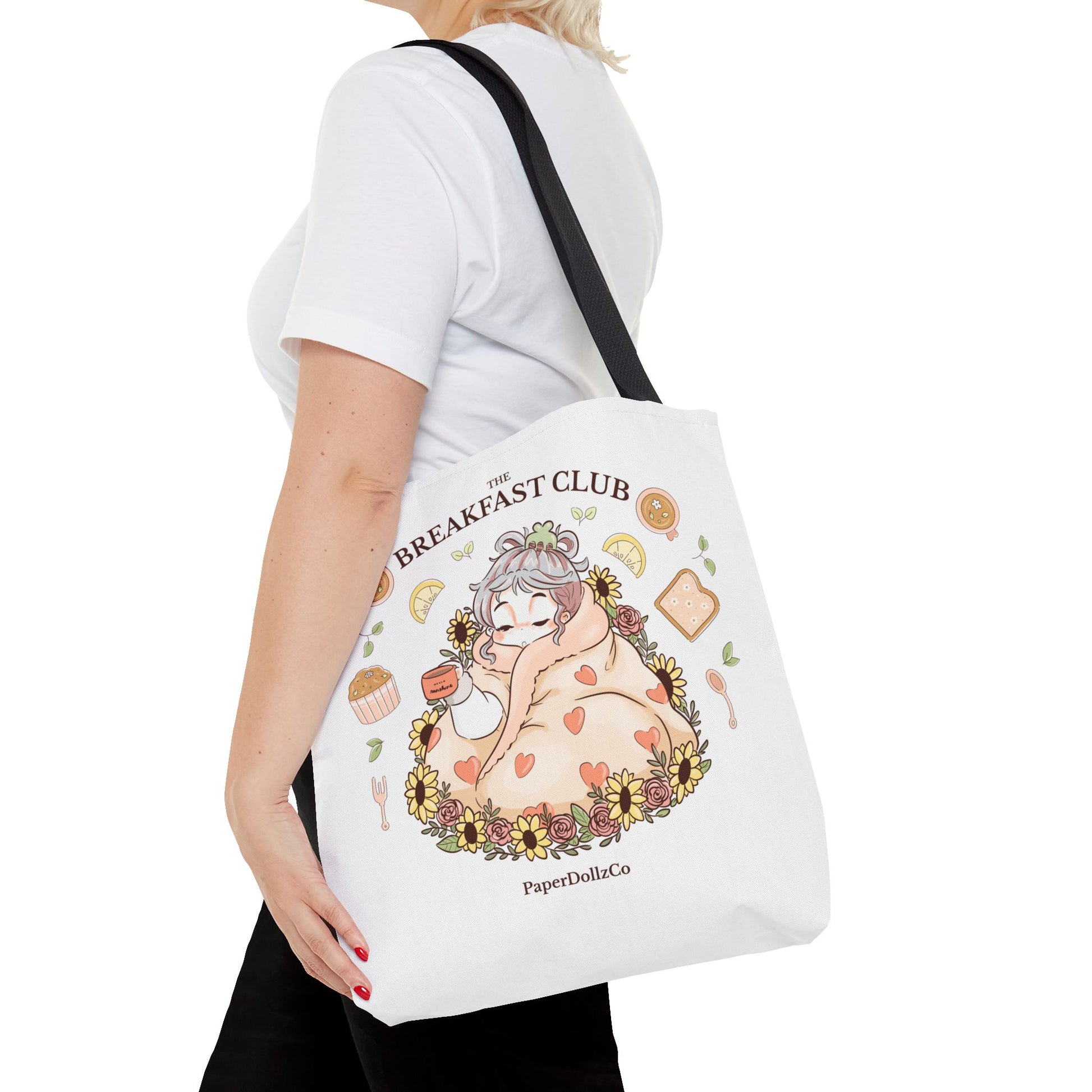 Breakfast Club Tote Bag for Food Lovers, Stylish Grocery Tote, Cute Shopping Bag, Gift for Foodies, Eco-Friendly Accessory | Cotton Merch
