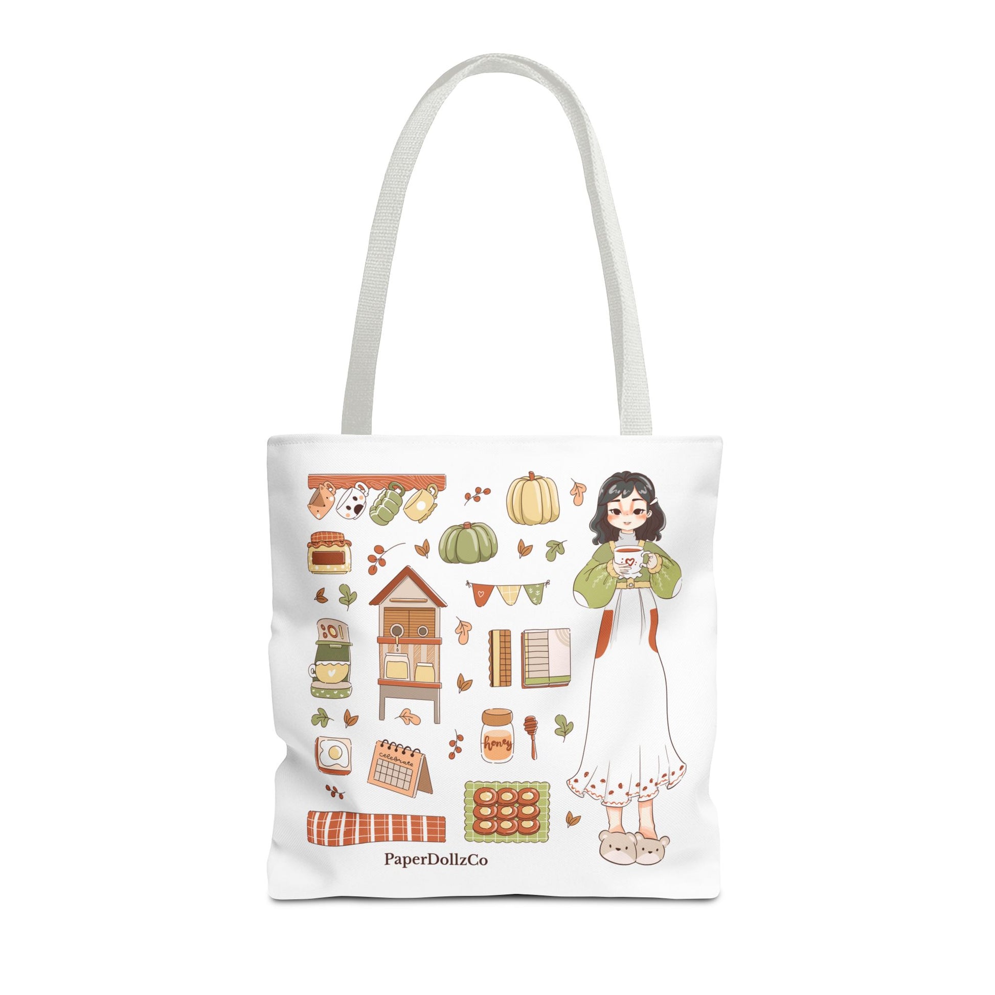 Autumn-Themed Tote Bag, Cozy Fall Essentials, Cute Eco-Friendly Shoulder Bag, Harvest Season Shopping Bag, Pumpkin Spice Carryall | Mulberry Merch