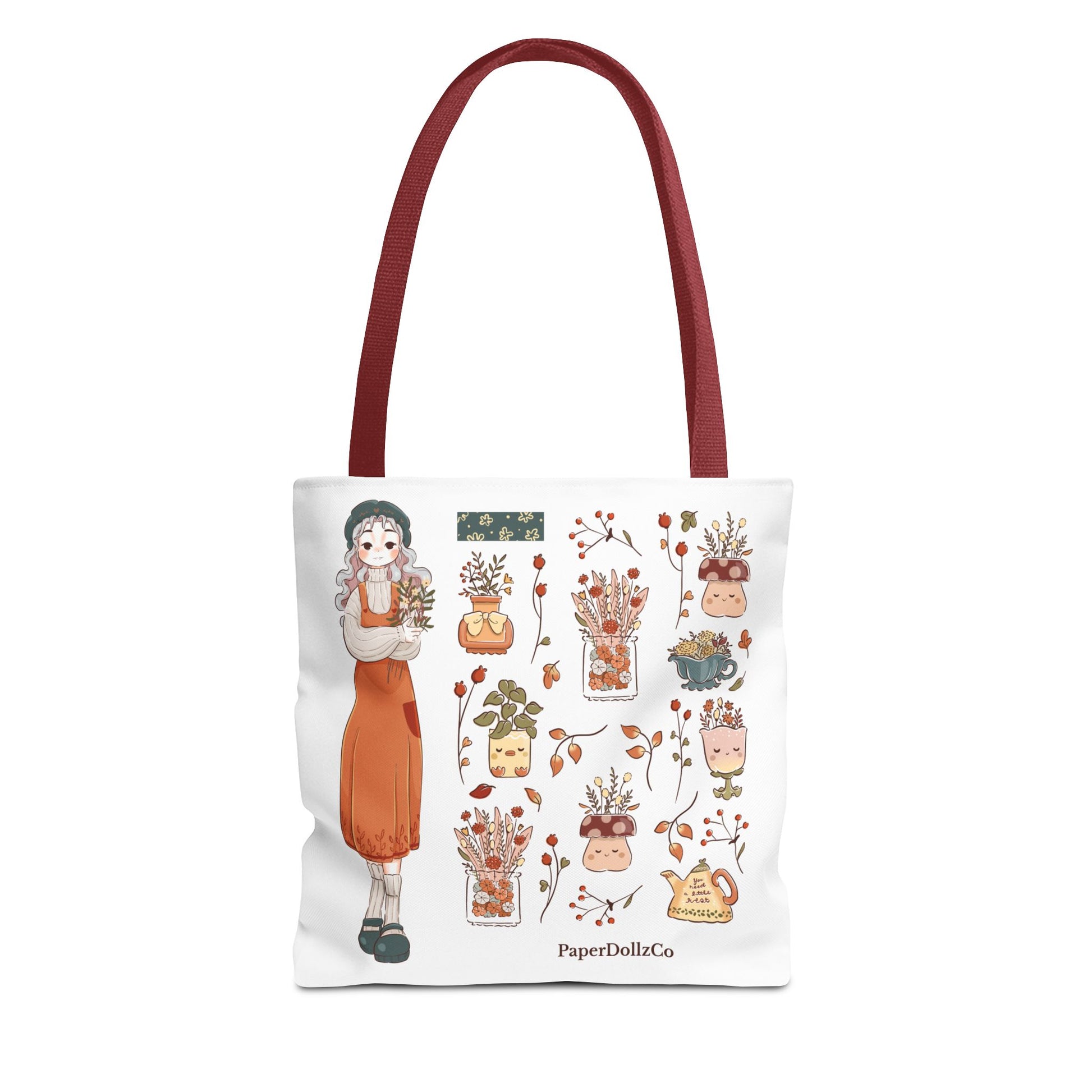 Autumn-Themed Tote Bag, Cozy Fall Essentials, Cute Eco-Friendly Shoulder Bag, Harvest Season Shopping Bag, Pumpkin Spice Carryall | Cotton Merch