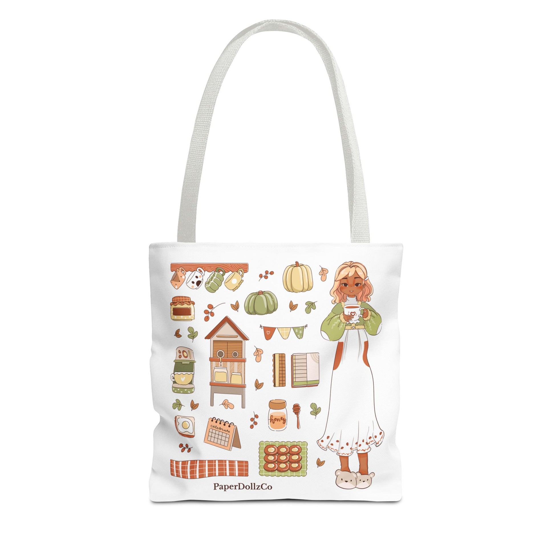 Autumn-Themed Tote Bag, Cozy Fall Essentials, Cute Eco-Friendly Shoulder Bag, Harvest Season Shopping Bag, Pumpkin Spice Carryall | Mirabelle Merch