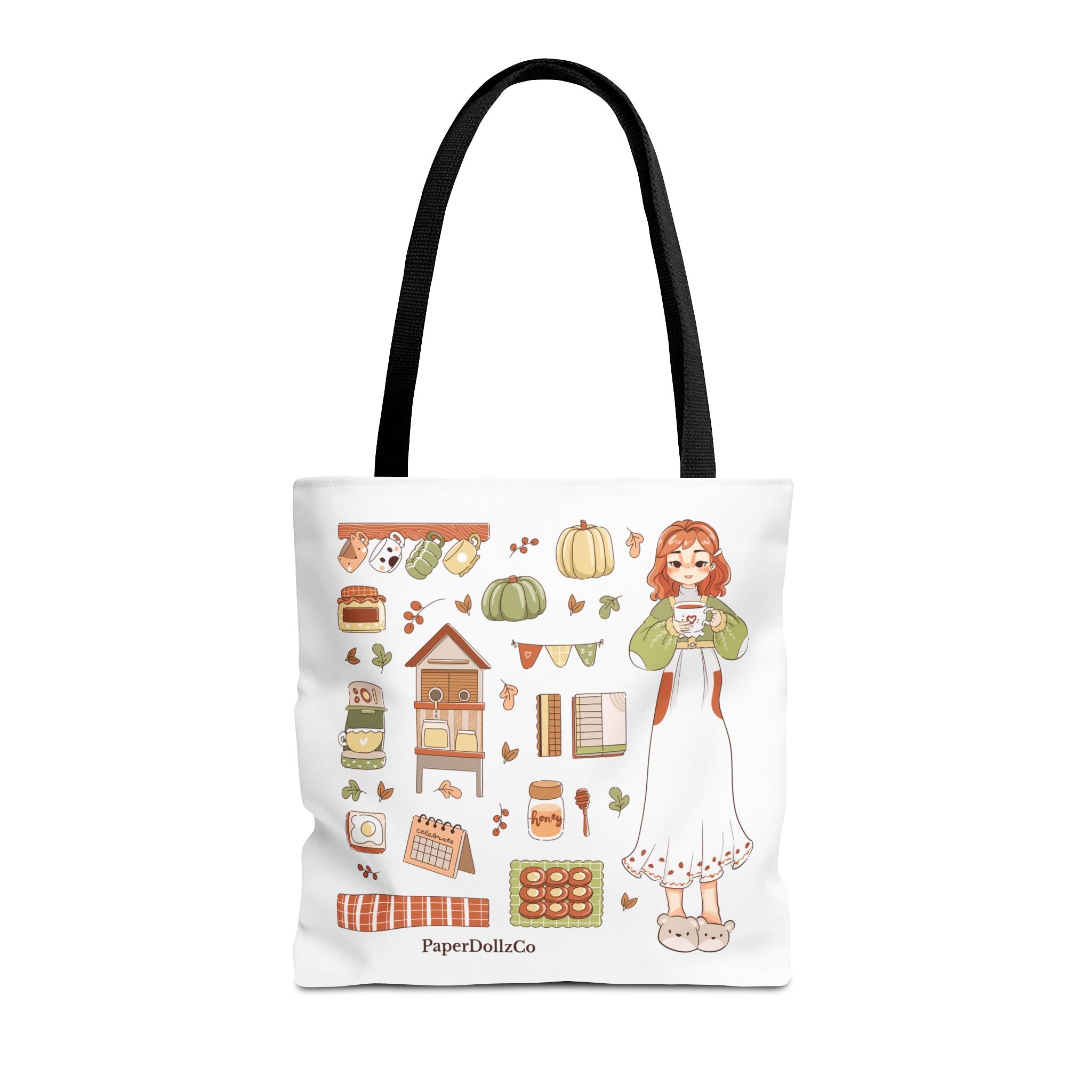 Autumn-Themed Tote Bag, Cozy Fall Essentials, Cute Eco-Friendly Shoulder Bag, Harvest Season Shopping Bag, Pumpkin Spice Carryall | Kiwi Merch