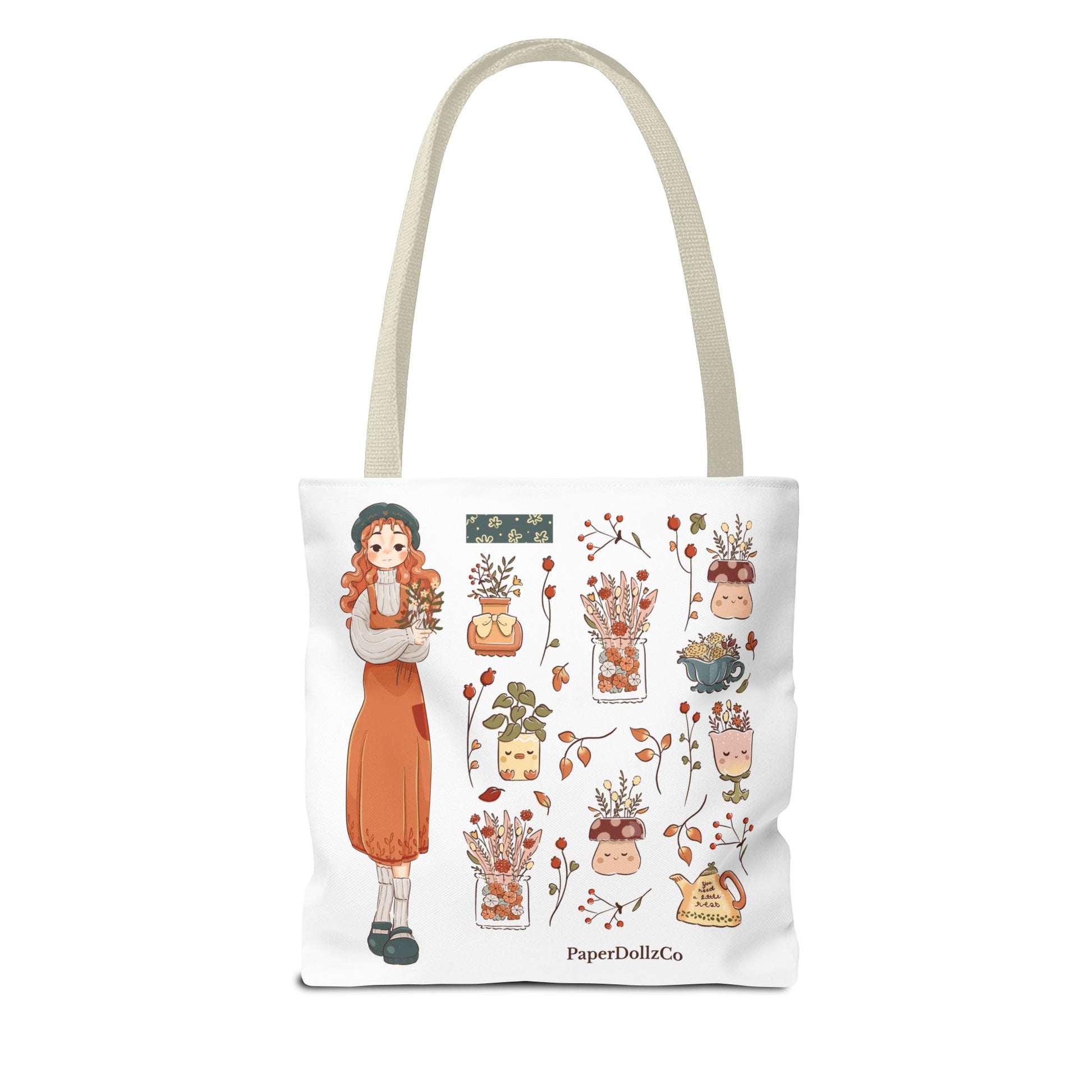 Autumn-Themed Tote Bag, Cozy Fall Essentials, Cute Eco-Friendly Shoulder Bag, Harvest Season Shopping Bag, Pumpkin Spice Carryall | Kiwi Merch