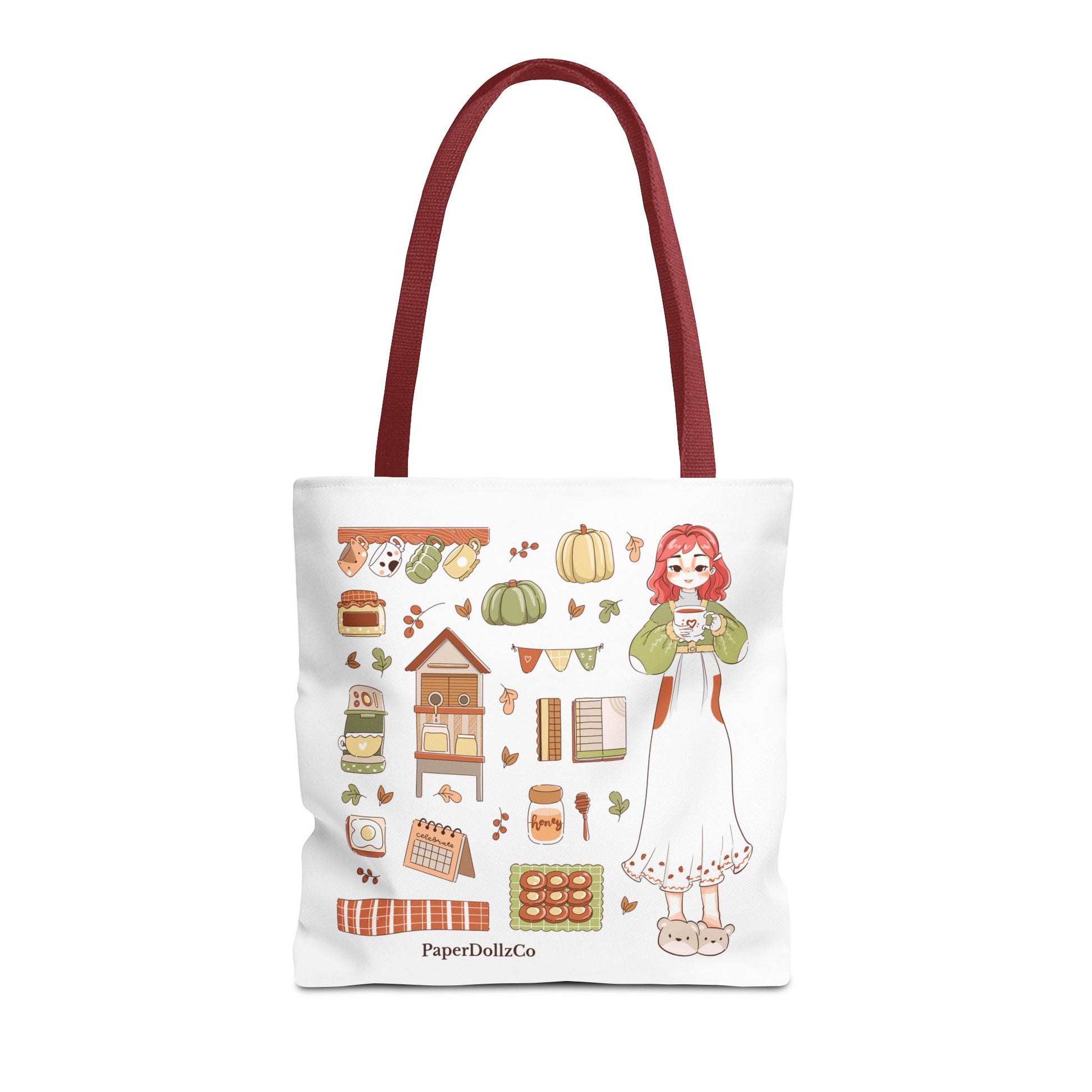 Autumn-Themed Tote Bag, Cozy Fall Essentials, Cute Eco-Friendly Shoulder Bag, Harvest Season Shopping Bag, Pumpkin Spice Carryall | Cherry Merch