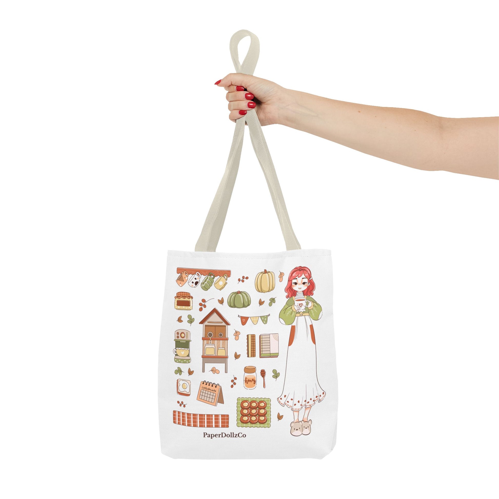 Autumn-Themed Tote Bag, Cozy Fall Essentials, Cute Eco-Friendly Shoulder Bag, Harvest Season Shopping Bag, Pumpkin Spice Carryall | Cherry Merch