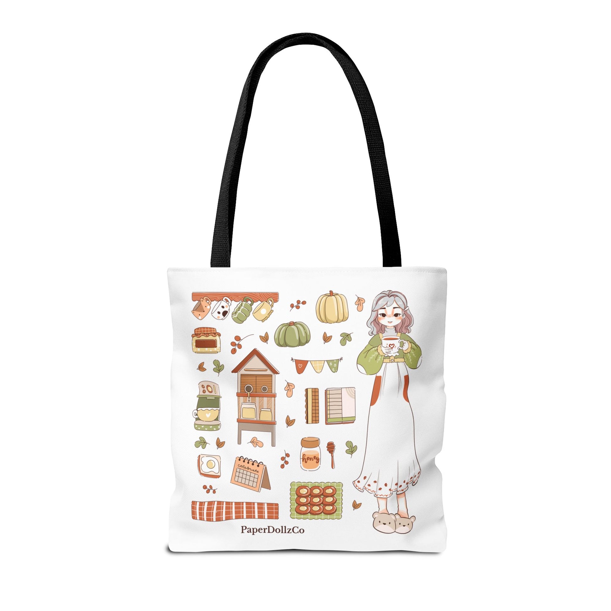 Autumn-Themed Tote Bag, Cozy Fall Essentials, Cute Eco-Friendly Shoulder Bag, Harvest Season Shopping Bag, Pumpkin Spice Carryall | Cotton Merch