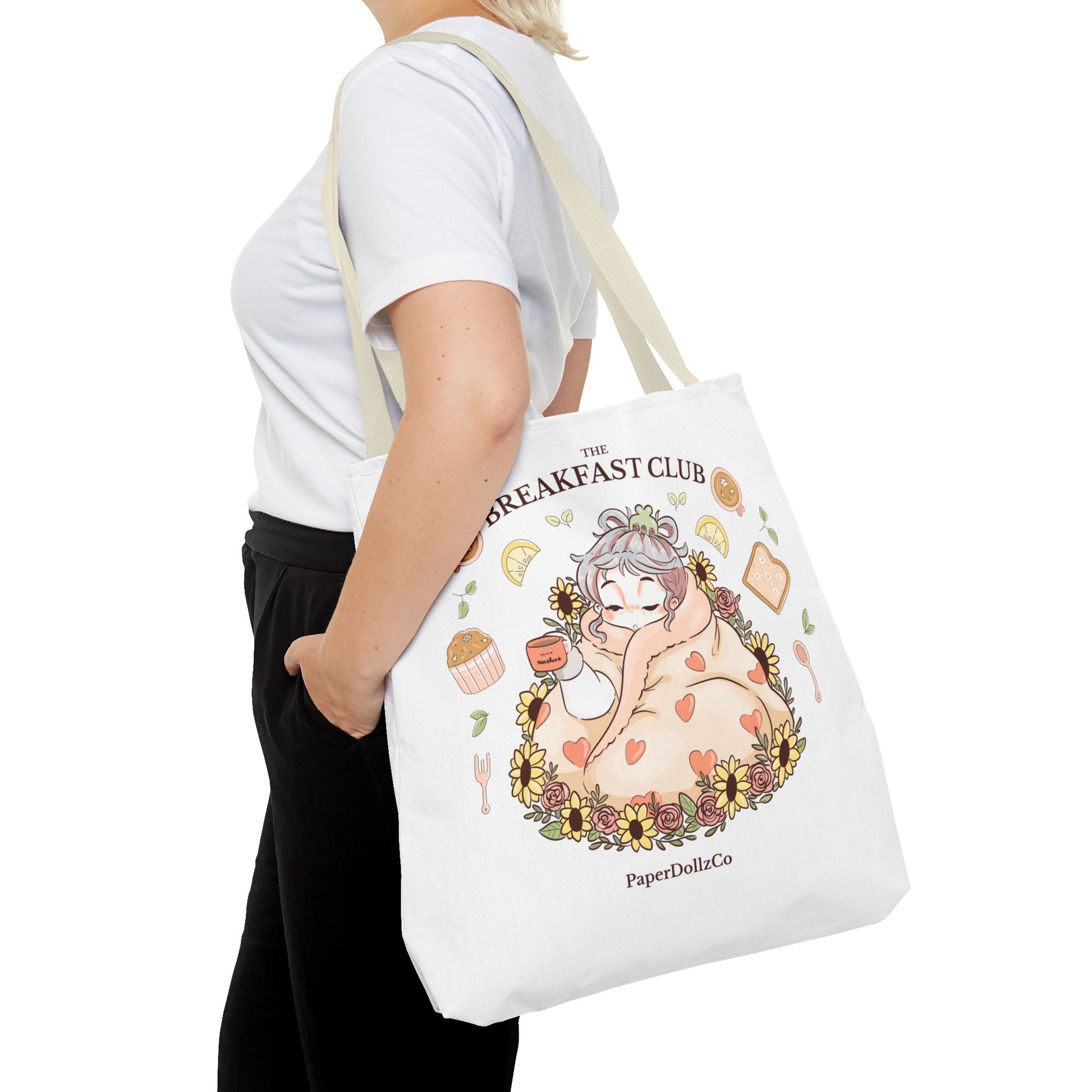 Breakfast Club Tote Bag for Food Lovers, Stylish Grocery Tote, Cute Shopping Bag, Gift for Foodies, Eco-Friendly Accessory | Cotton Merch