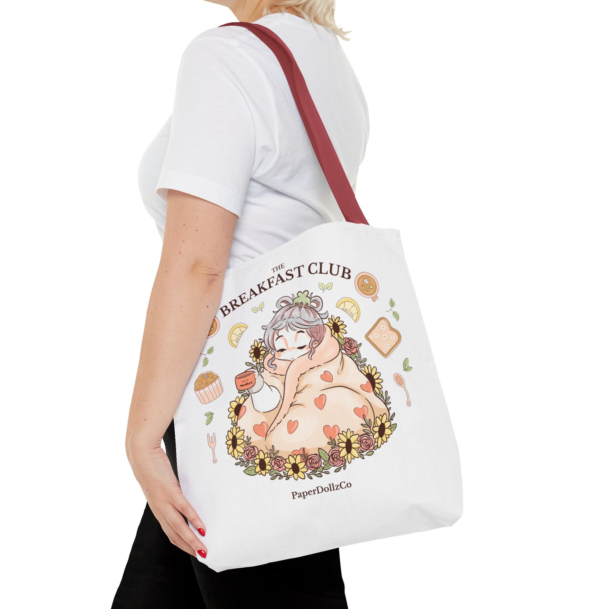 Breakfast Club Tote Bag for Food Lovers, Stylish Grocery Tote, Cute Shopping Bag, Gift for Foodies, Eco-Friendly Accessory | Cotton Merch