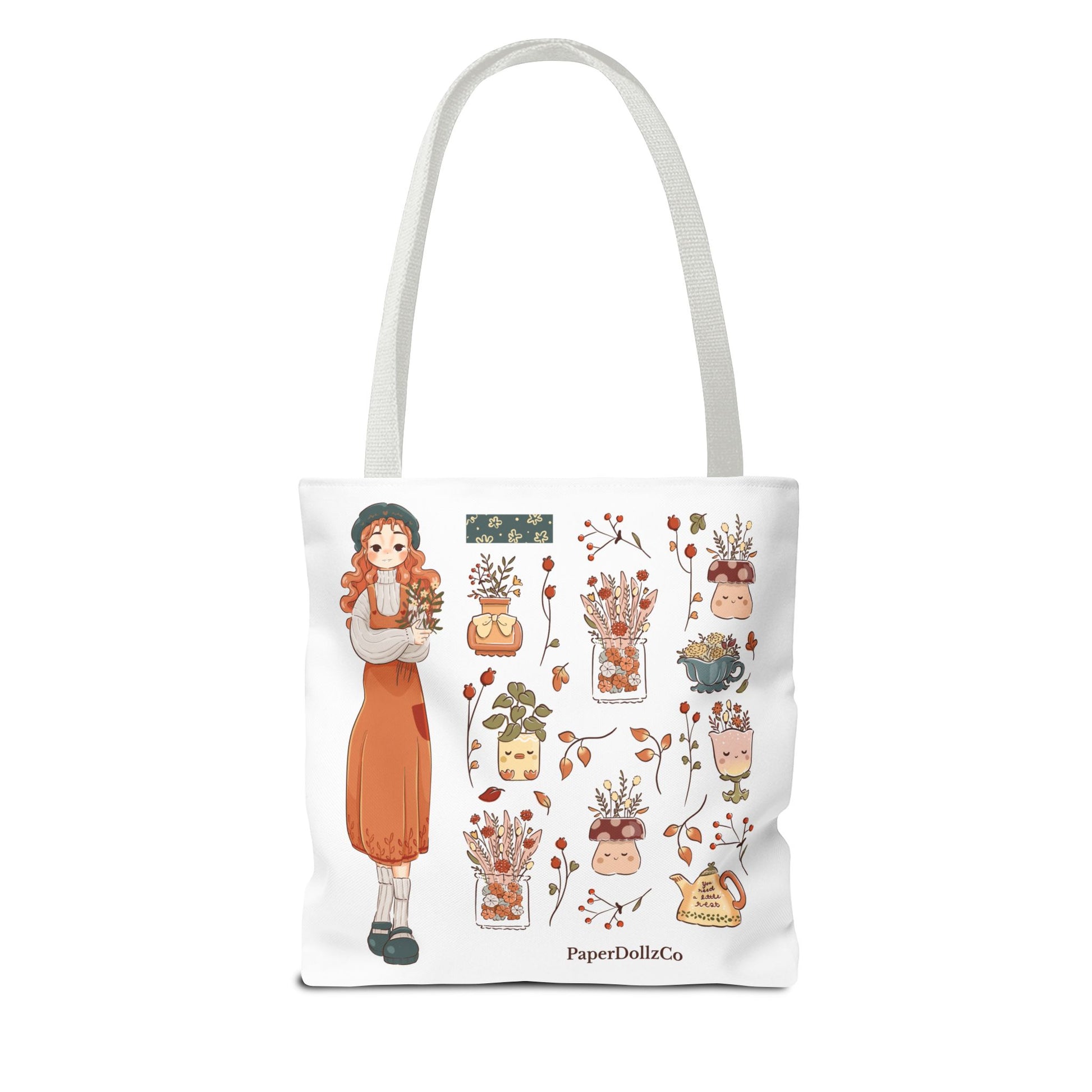 Autumn-Themed Tote Bag, Cozy Fall Essentials, Cute Eco-Friendly Shoulder Bag, Harvest Season Shopping Bag, Pumpkin Spice Carryall | Kiwi Merch