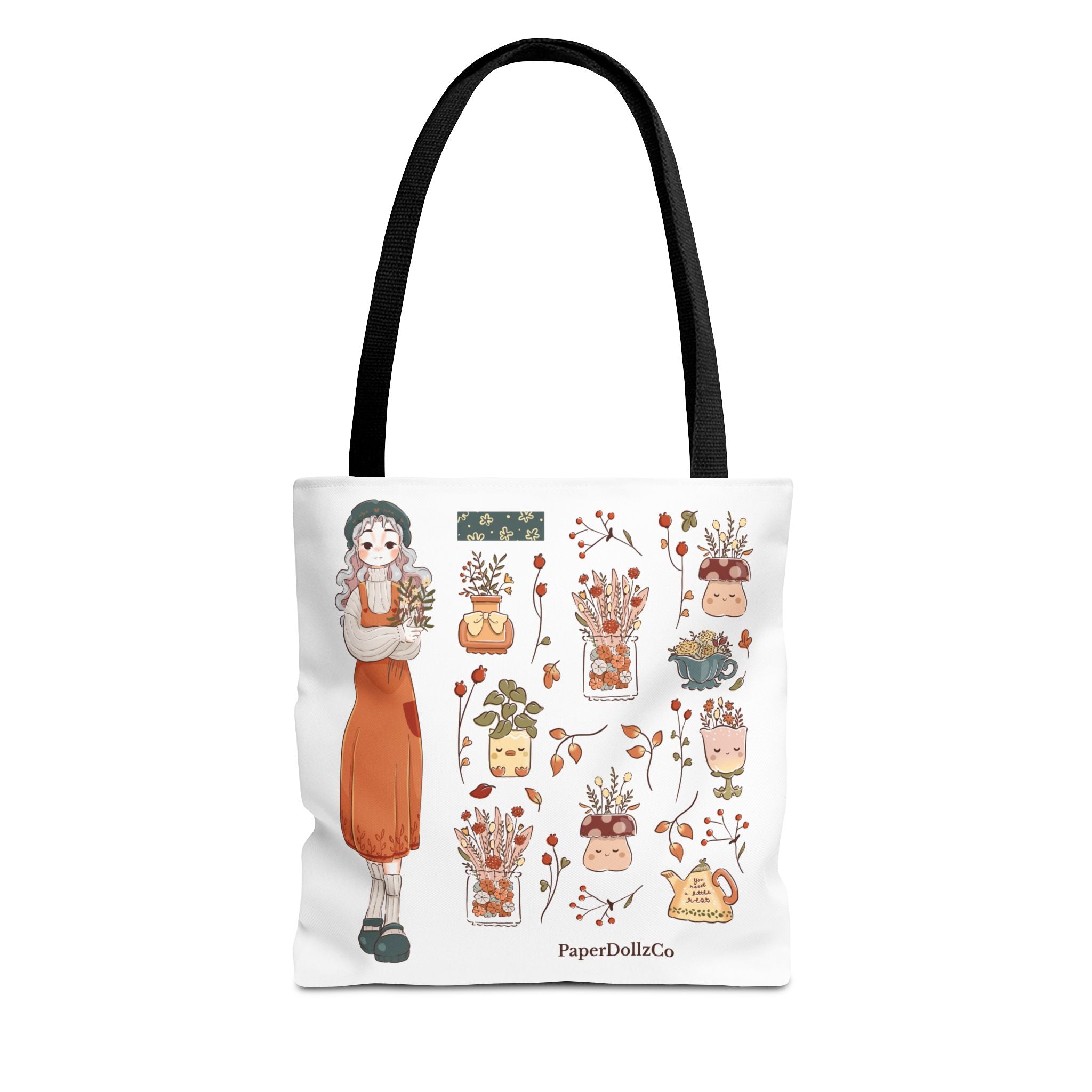 Autumn-Themed Tote Bag, Cozy Fall Essentials, Cute Eco-Friendly Shoulder Bag, Harvest Season Shopping Bag, Pumpkin Spice Carryall | Cotton Merch
