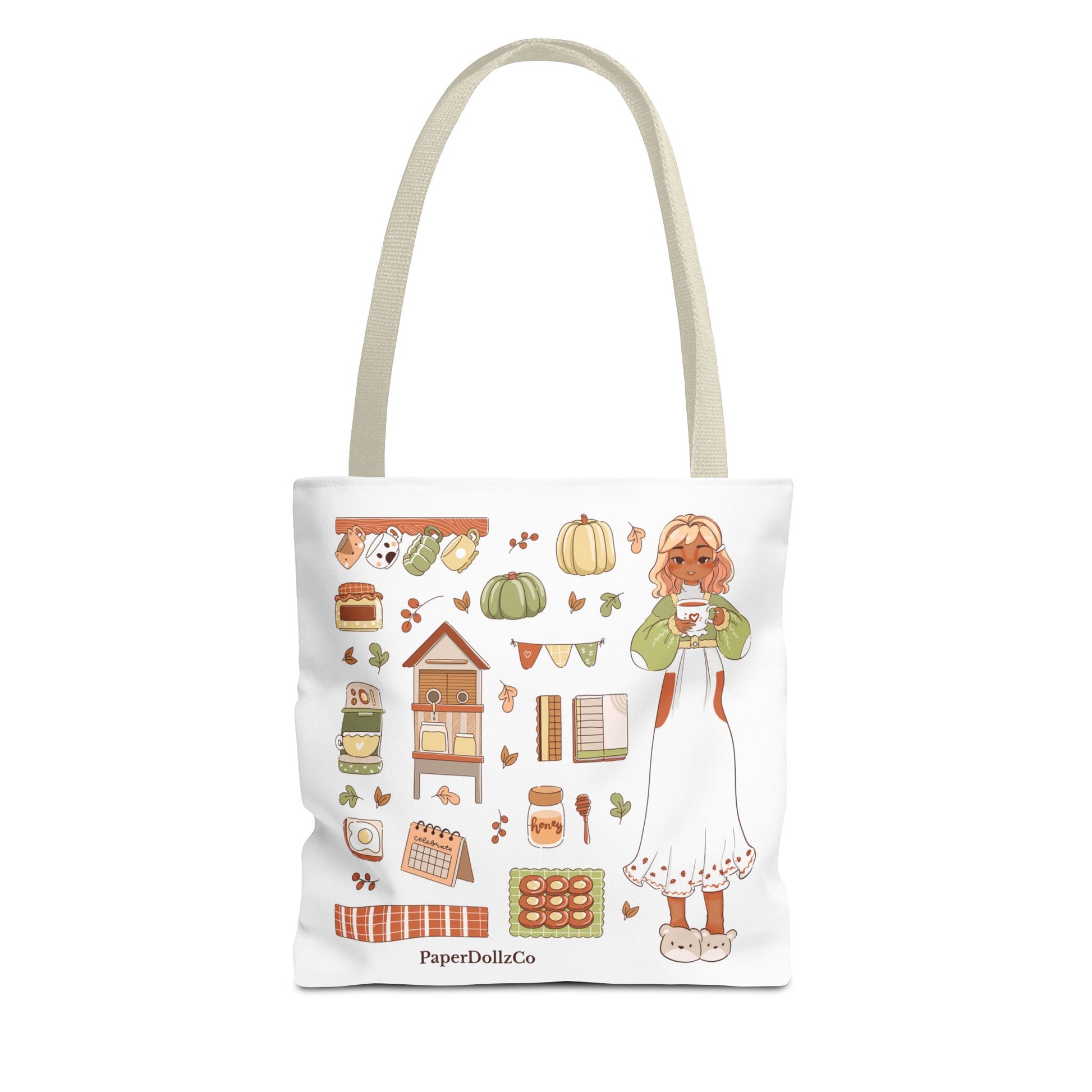 Autumn-Themed Tote Bag, Cozy Fall Essentials, Cute Eco-Friendly Shoulder Bag, Harvest Season Shopping Bag, Pumpkin Spice Carryall | Mirabelle Merch