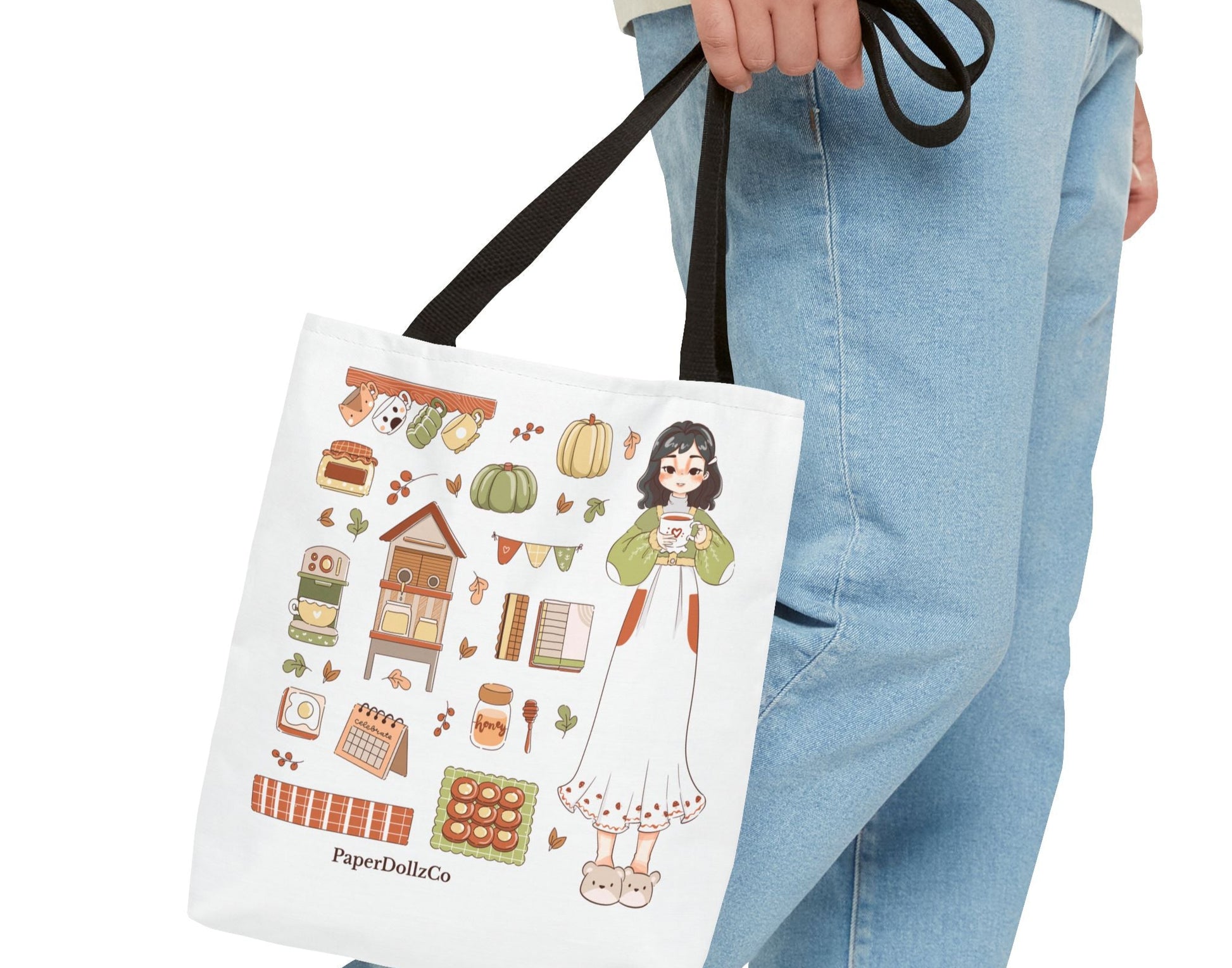 Autumn-Themed Tote Bag, Cozy Fall Essentials, Cute Eco-Friendly Shoulder Bag, Harvest Season Shopping Bag, Pumpkin Spice Carryall | Mulberry Merch