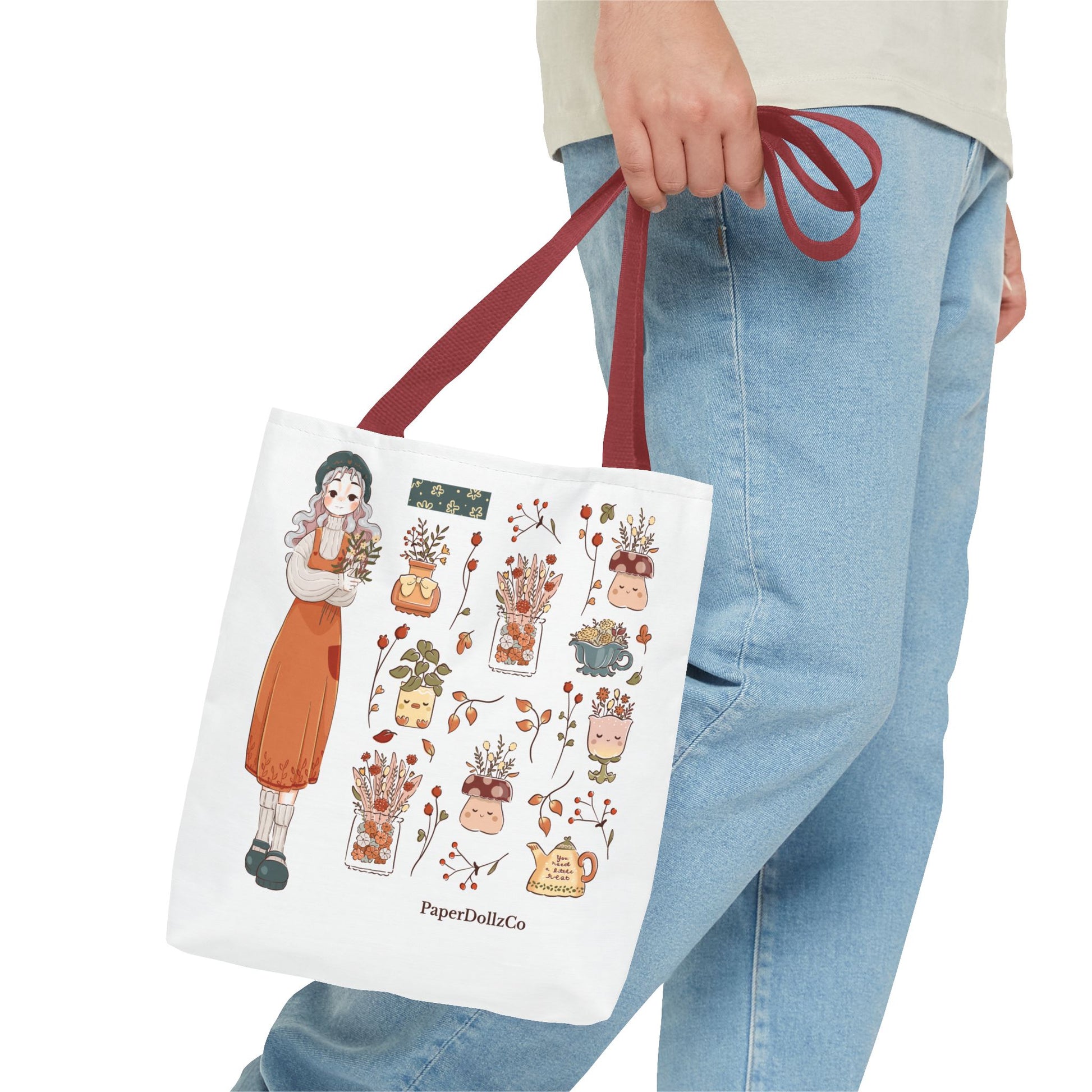 Autumn-Themed Tote Bag, Cozy Fall Essentials, Cute Eco-Friendly Shoulder Bag, Harvest Season Shopping Bag, Pumpkin Spice Carryall | Cotton Merch