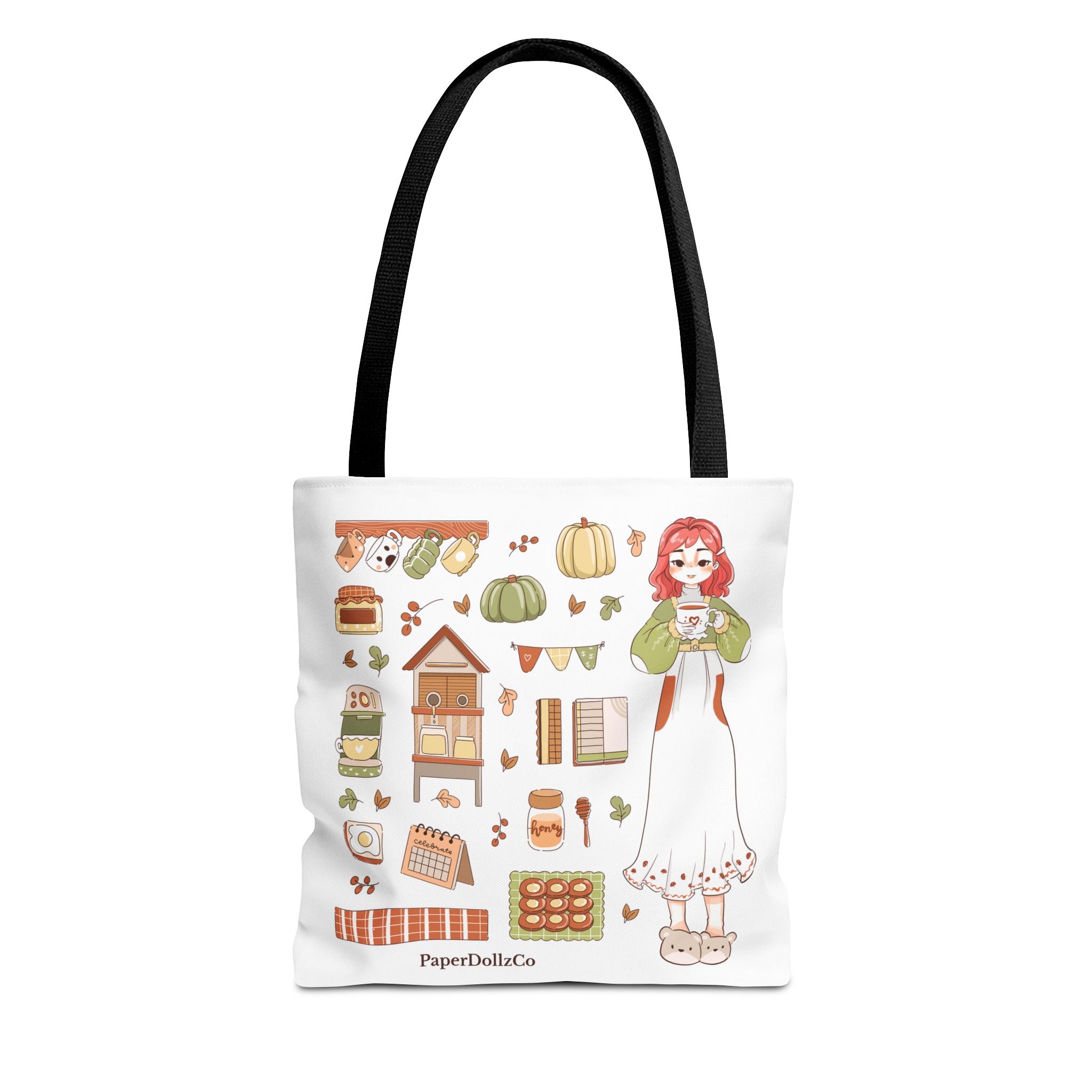 Autumn-Themed Tote Bag, Cozy Fall Essentials, Cute Eco-Friendly Shoulder Bag, Harvest Season Shopping Bag, Pumpkin Spice Carryall | Cherry Merch