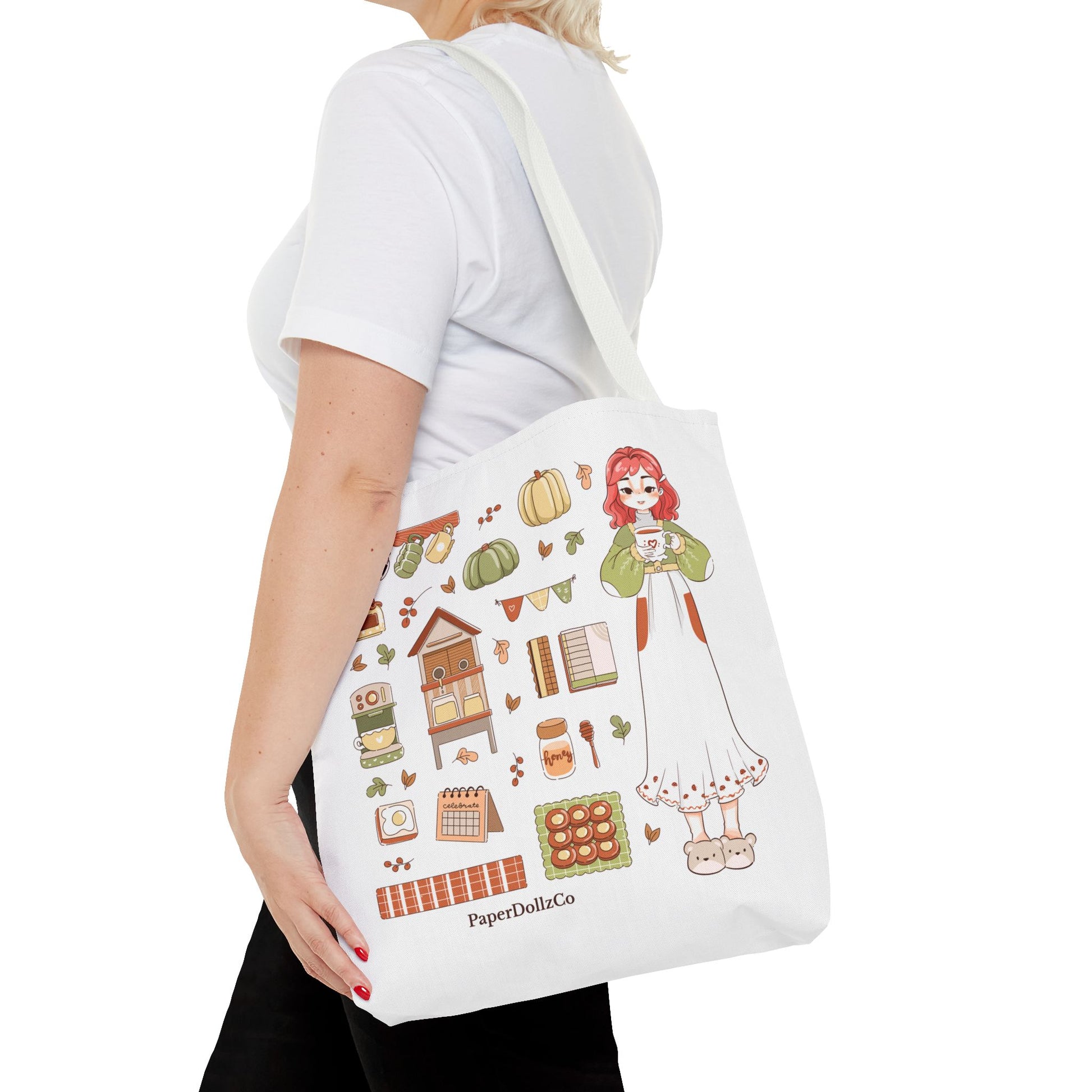 Autumn-Themed Tote Bag, Cozy Fall Essentials, Cute Eco-Friendly Shoulder Bag, Harvest Season Shopping Bag, Pumpkin Spice Carryall | Cherry Merch