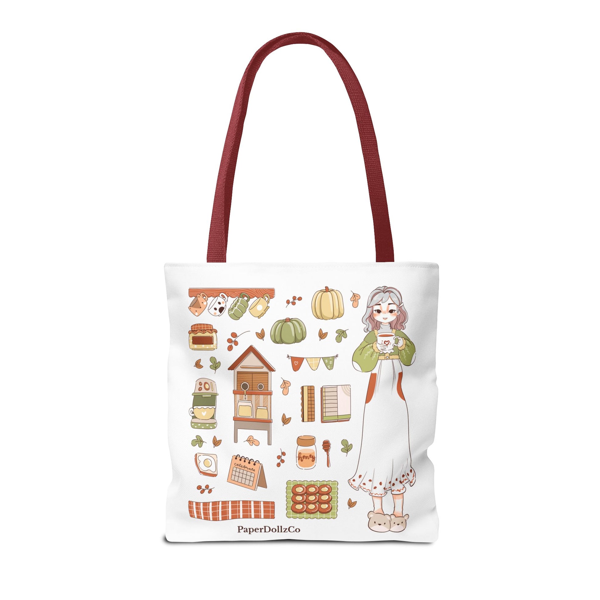 Autumn-Themed Tote Bag, Cozy Fall Essentials, Cute Eco-Friendly Shoulder Bag, Harvest Season Shopping Bag, Pumpkin Spice Carryall | Cotton Merch