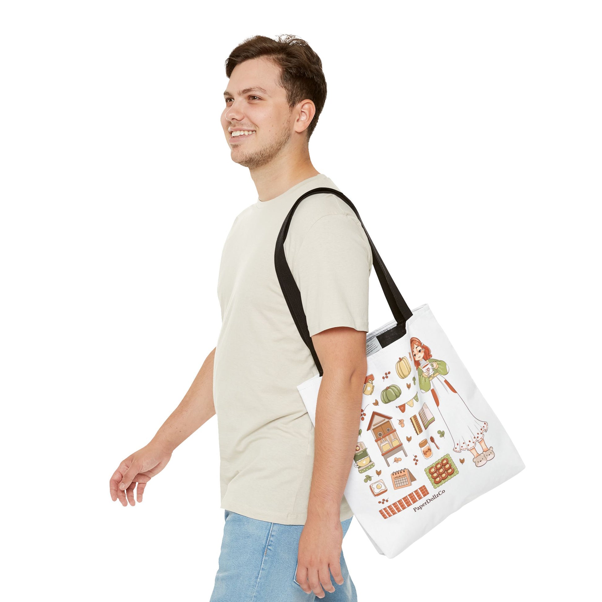 Autumn-Themed Tote Bag, Cozy Fall Essentials, Cute Eco-Friendly Shoulder Bag, Harvest Season Shopping Bag, Pumpkin Spice Carryall | Kiwi Merch