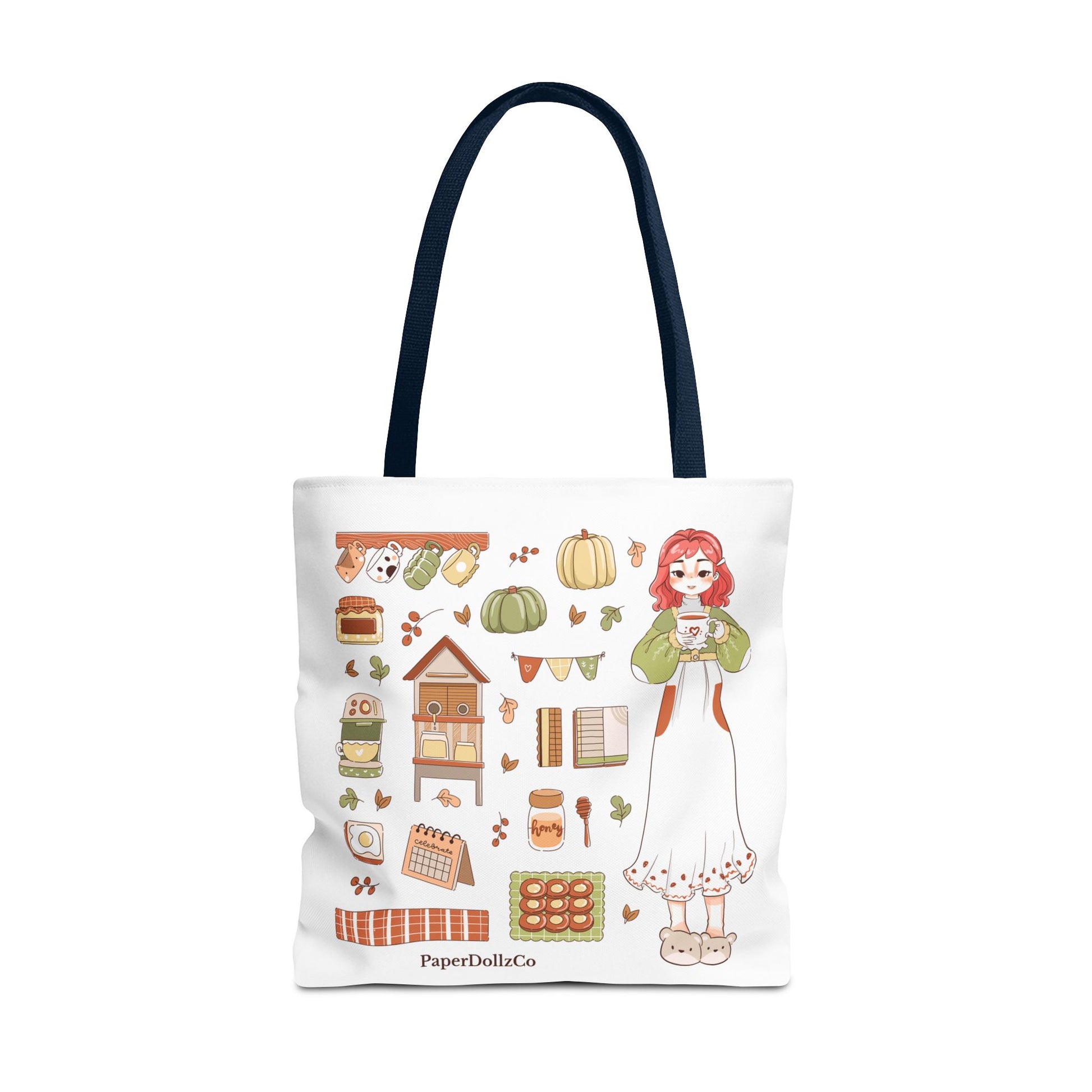 Autumn-Themed Tote Bag, Cozy Fall Essentials, Cute Eco-Friendly Shoulder Bag, Harvest Season Shopping Bag, Pumpkin Spice Carryall | Cherry Merch
